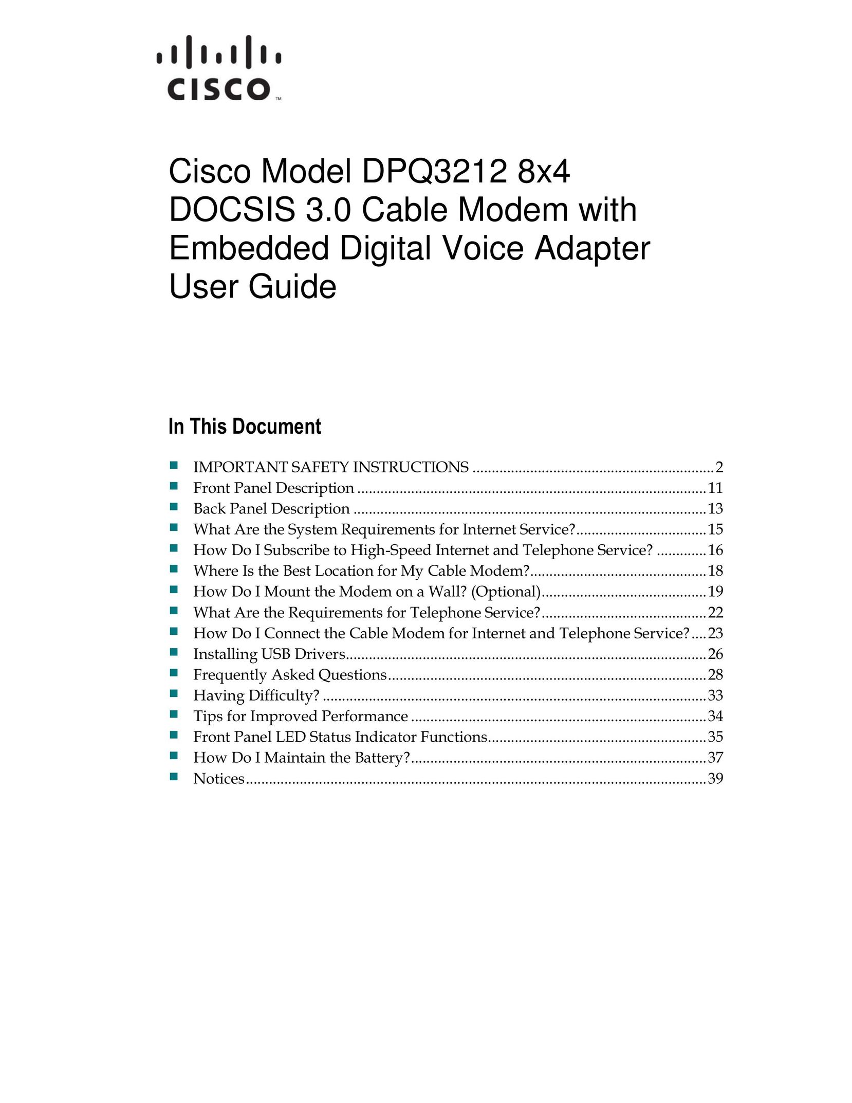 Cisco Systems DPQ3212 Modem User Manual
