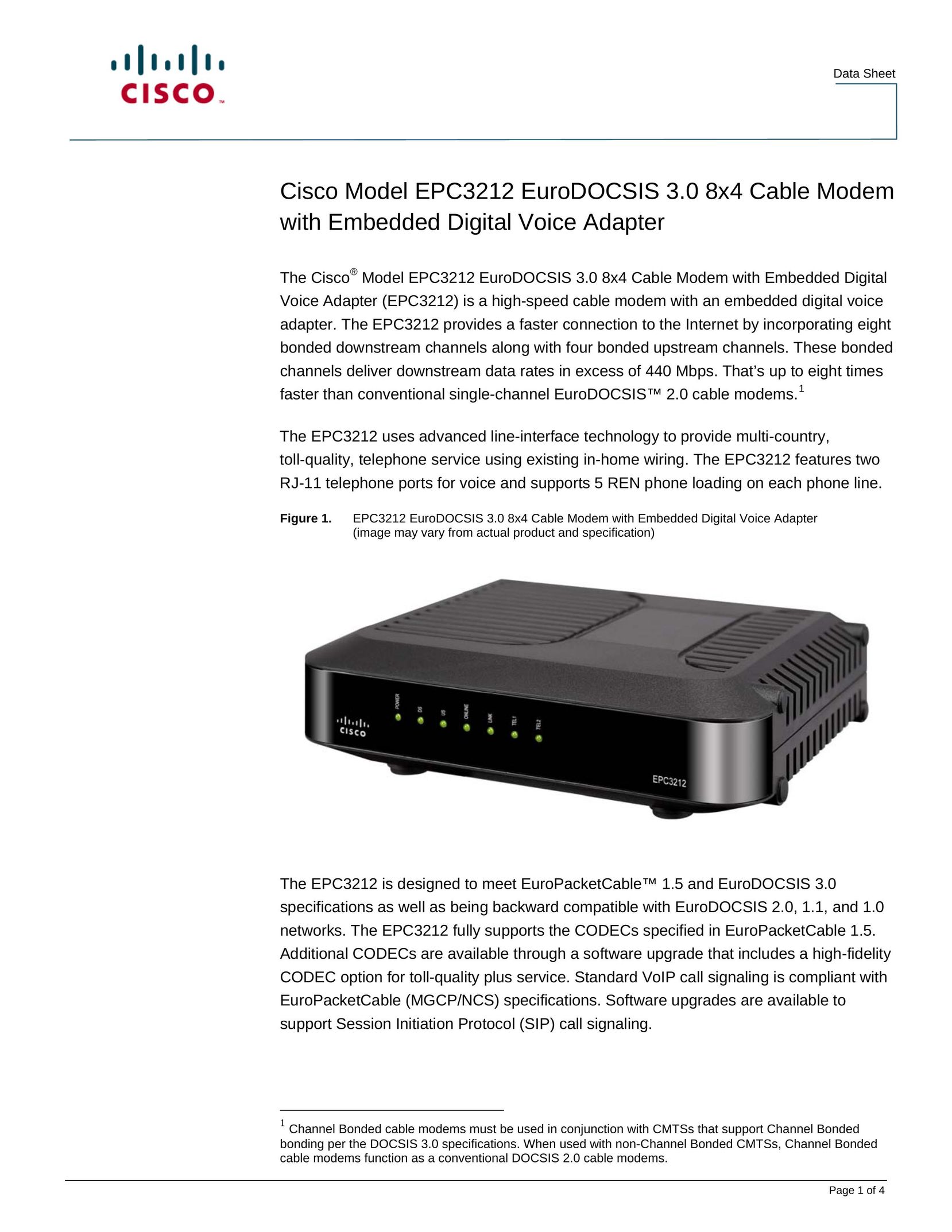 Cisco Systems EPC3212 Modem User Manual