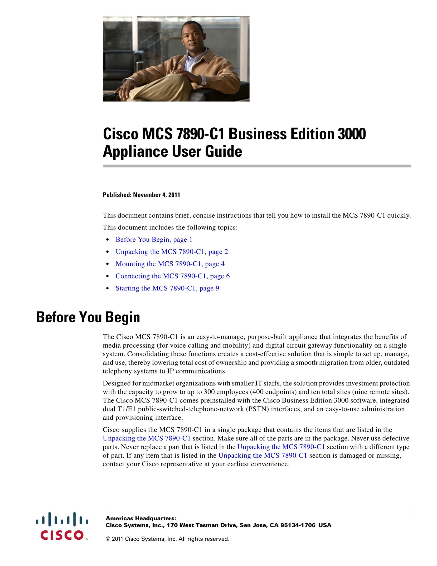 Cisco Systems MCS7890C1BE8K9 Modem User Manual