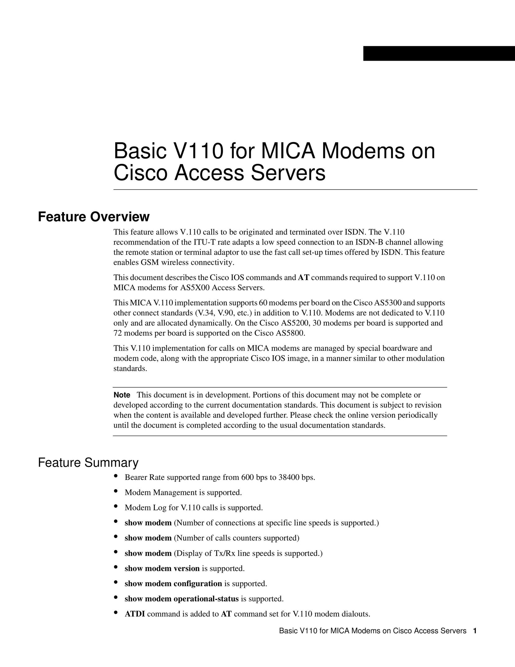 Cisco Systems V110 Modem User Manual