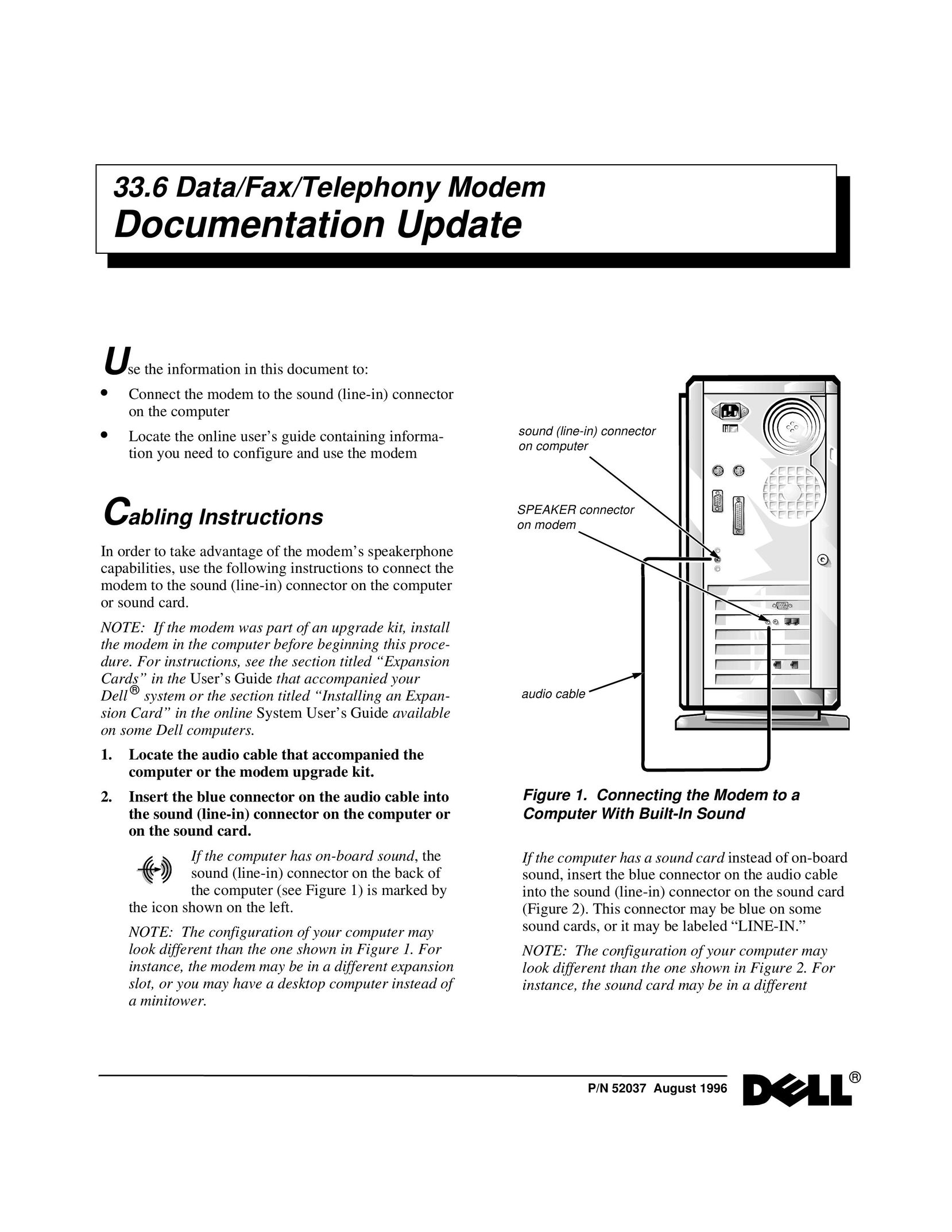 Dell P/N 52037 Modem User Manual