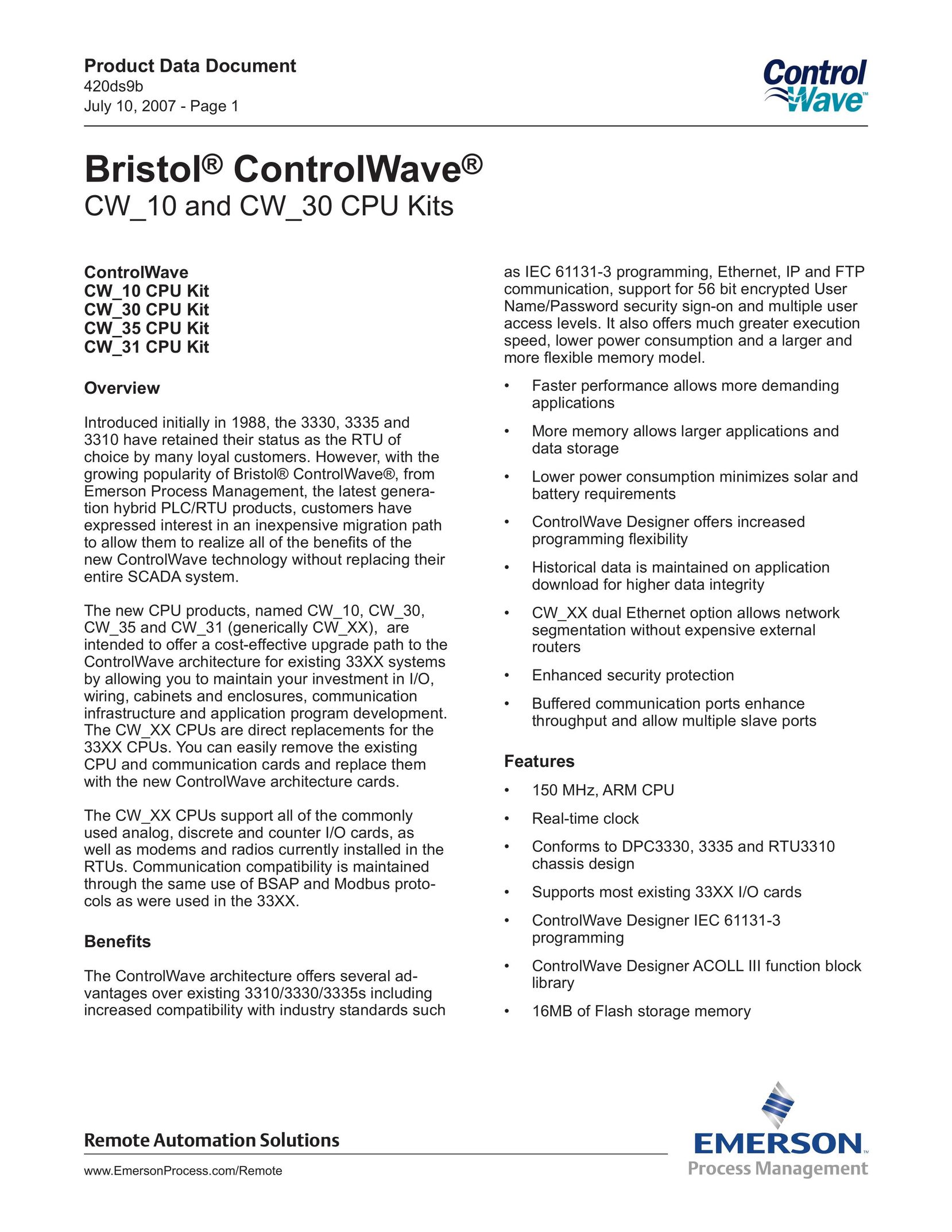 Emerson Process Management CW_35 Modem User Manual