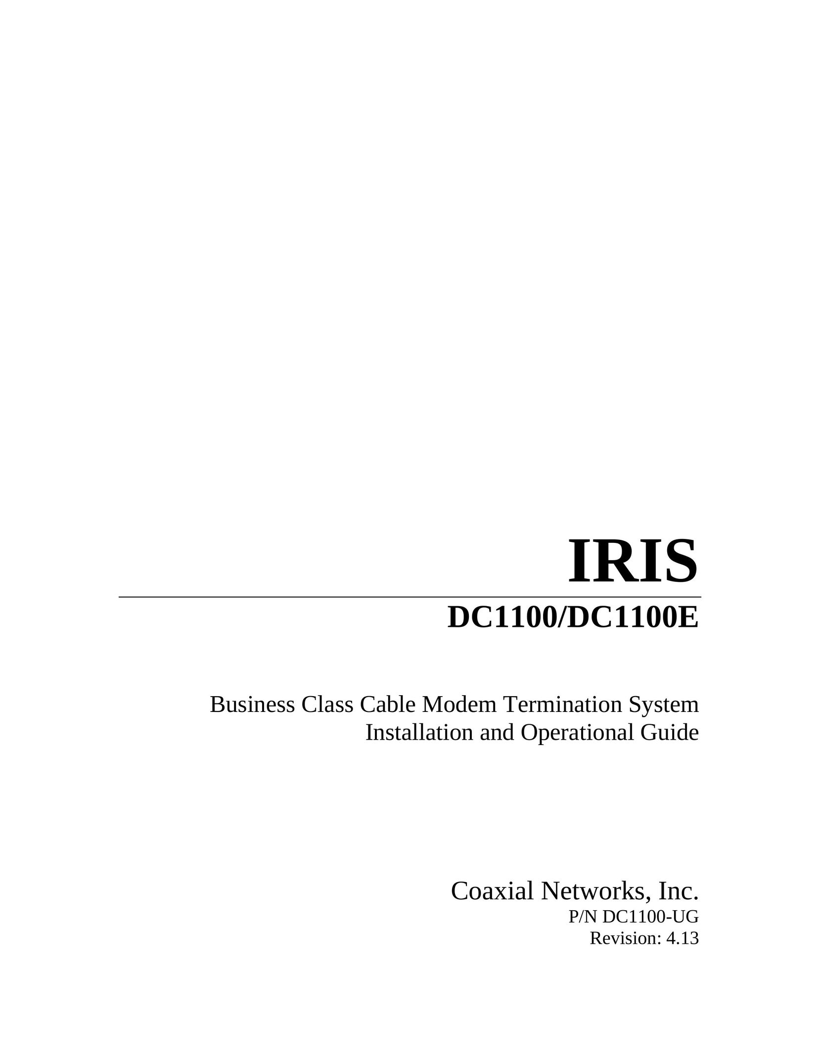 IRIS DC1100E Modem User Manual
