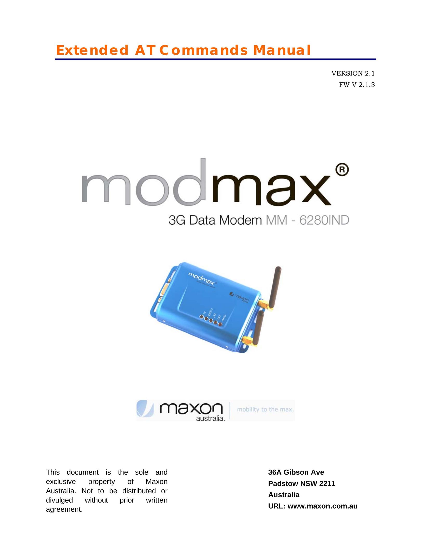 Maxon Telecom MM-6280IND Modem User Manual