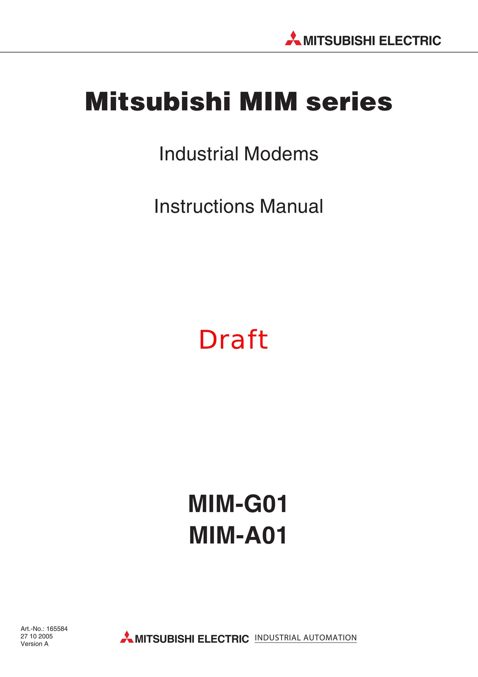 Mitsubishi Electronics MIM-G01 Modem User Manual