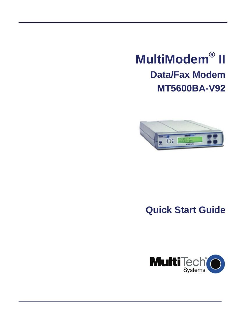 Multitech MT5600BA-V92 Modem User Manual