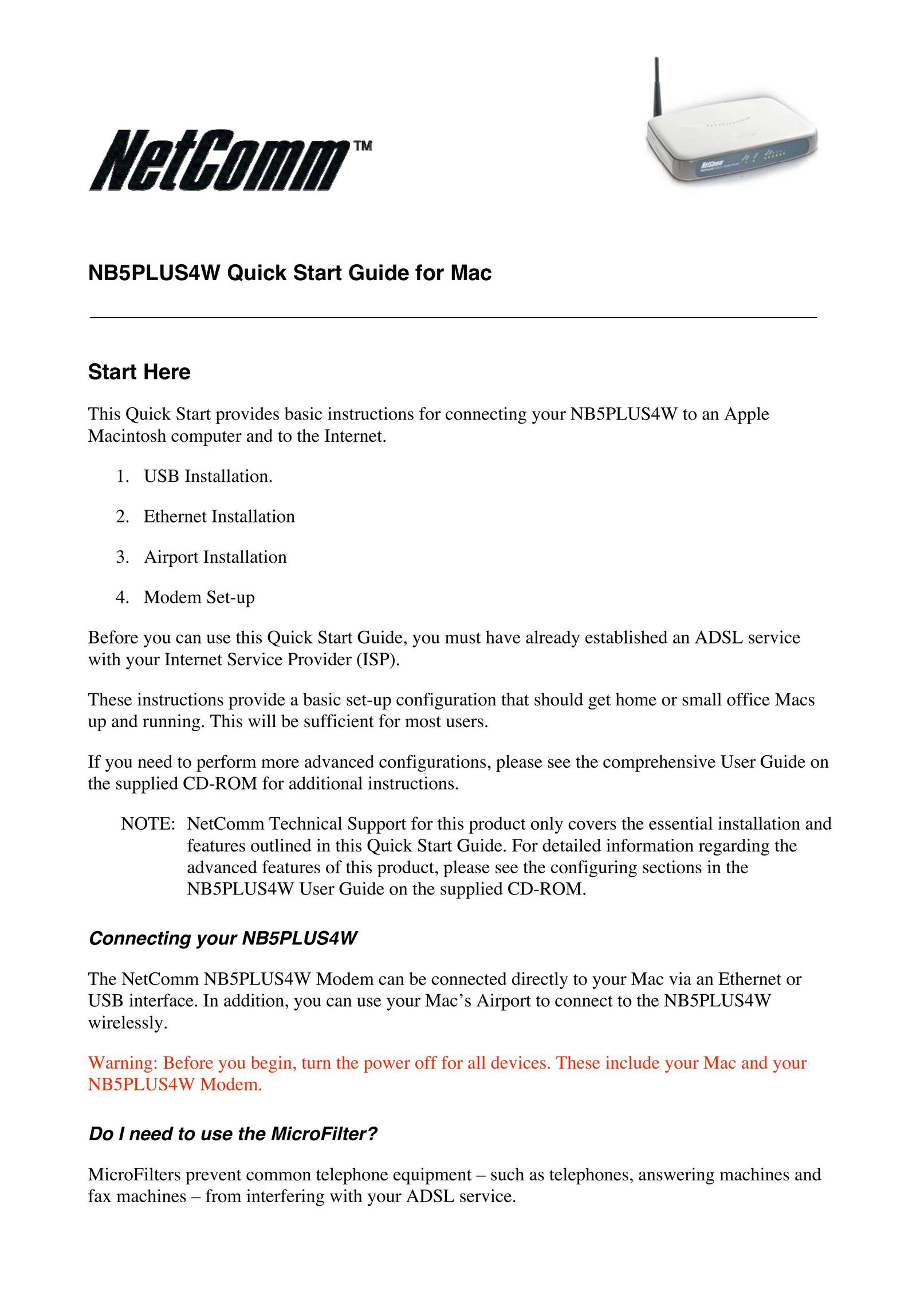 NetComm NB5PLUS4W Modem User Manual