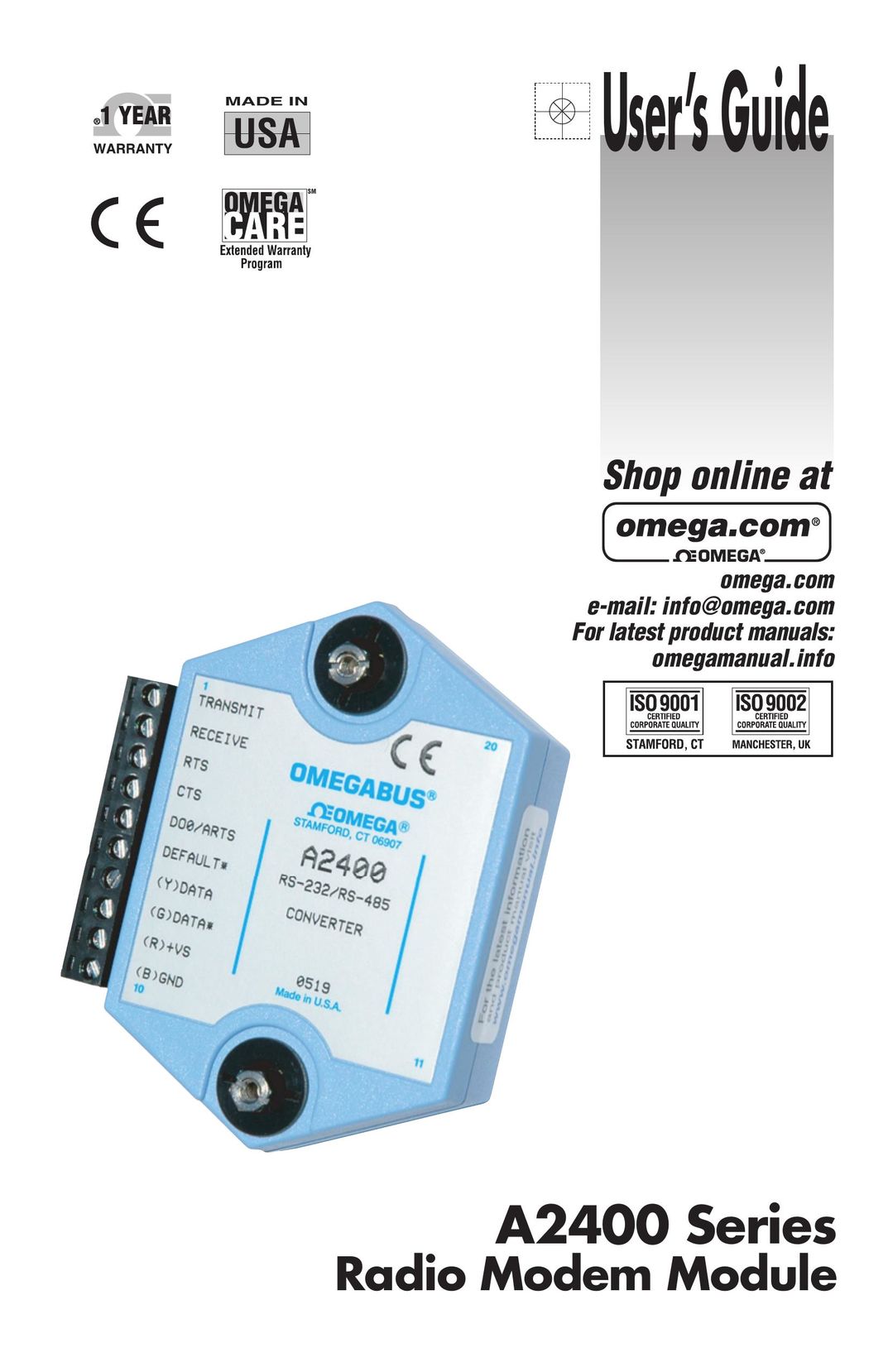 Omega A2400 Modem User Manual