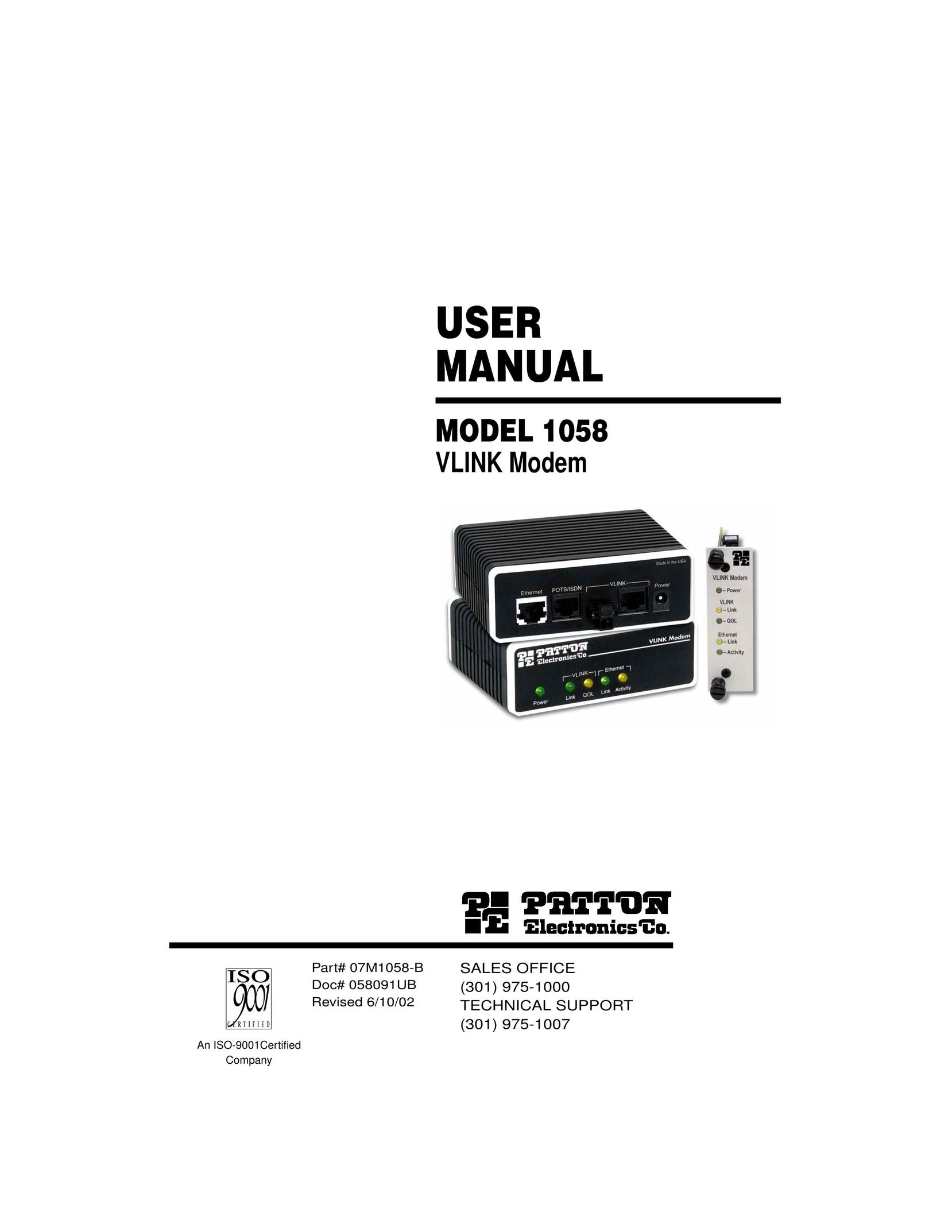 Patton electronic 1058 Modem User Manual