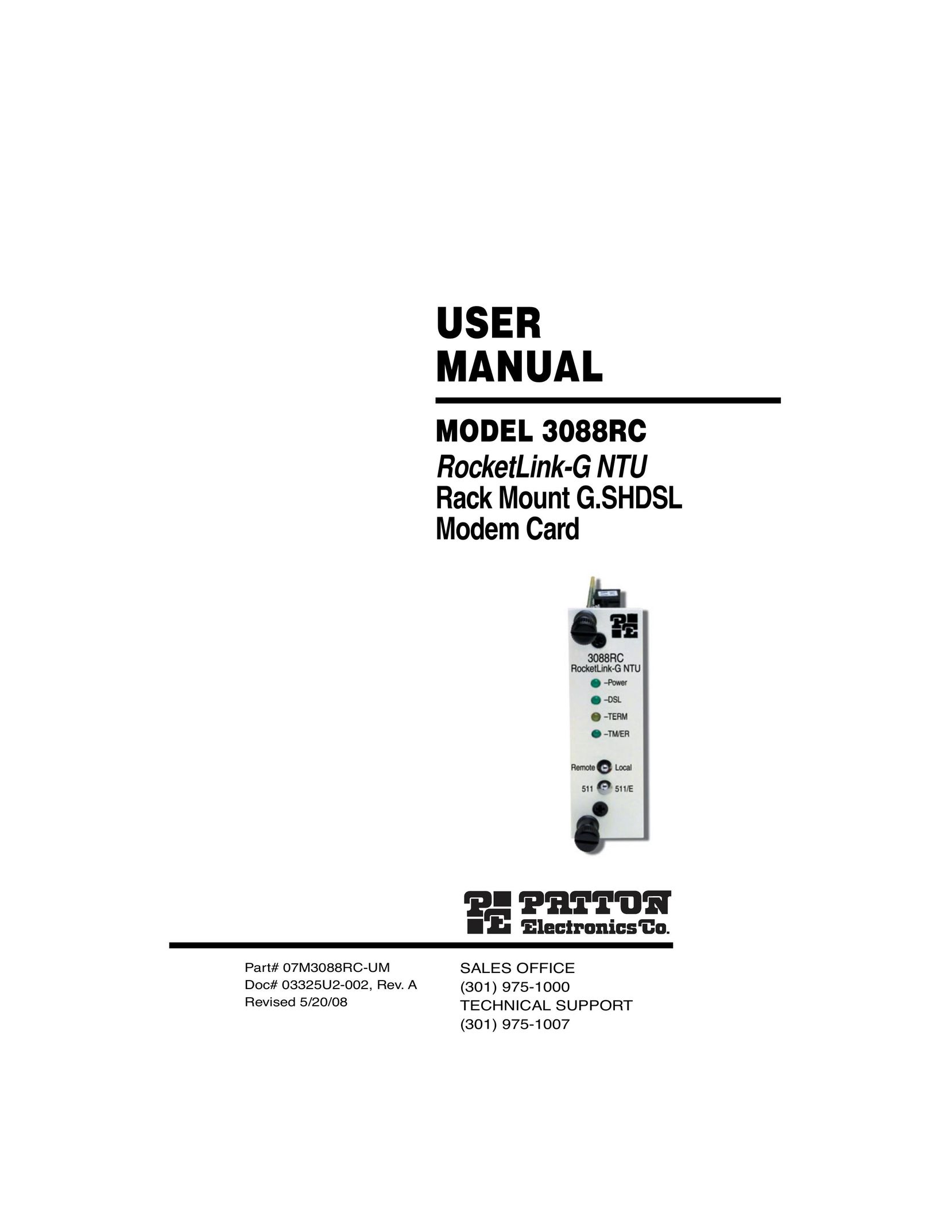 Patton electronic RocketLink-G NTU Rack Mount G.SHDSL Modem Card Modem User Manual