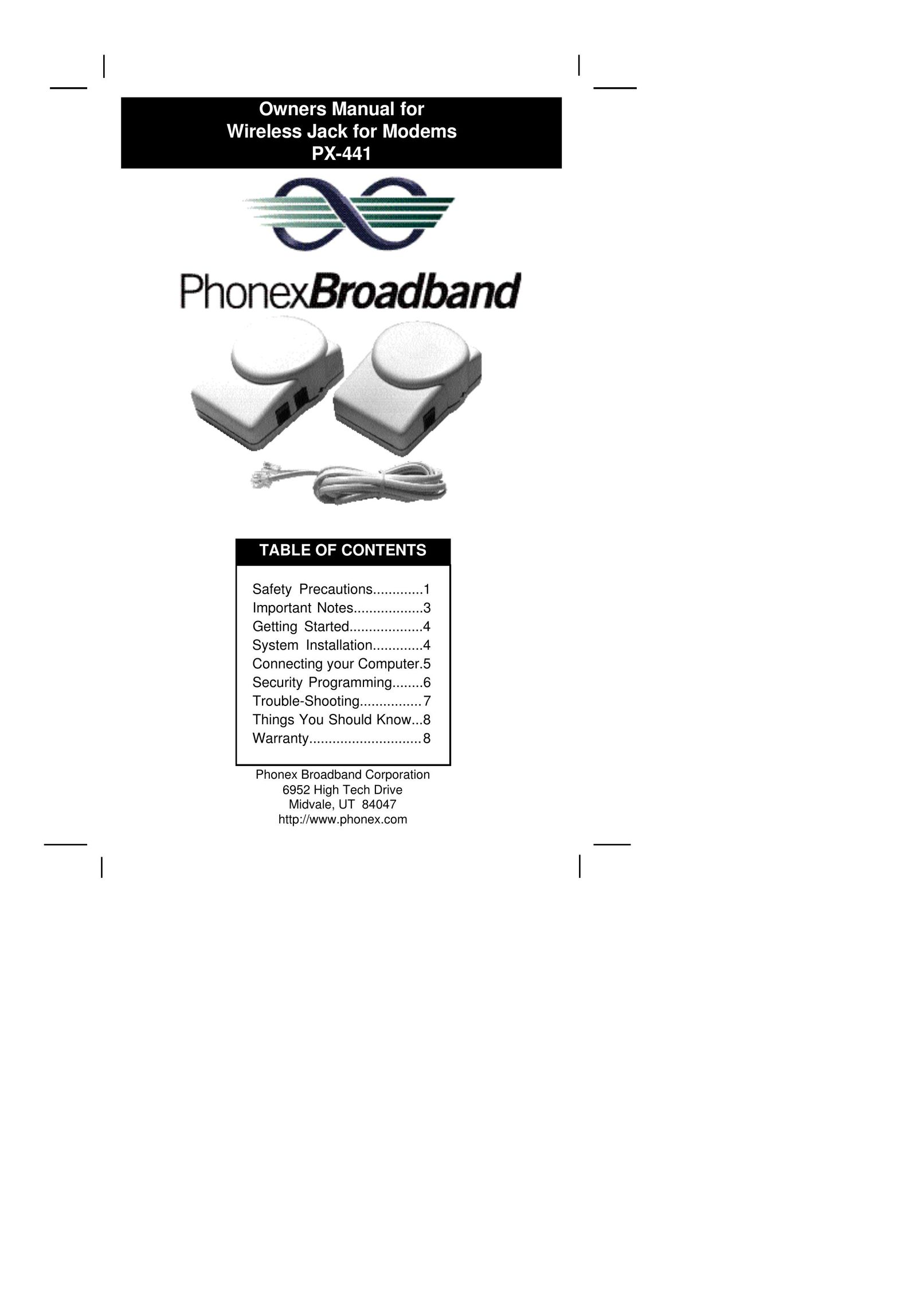 Phonex Broadband PX-441 Modem User Manual