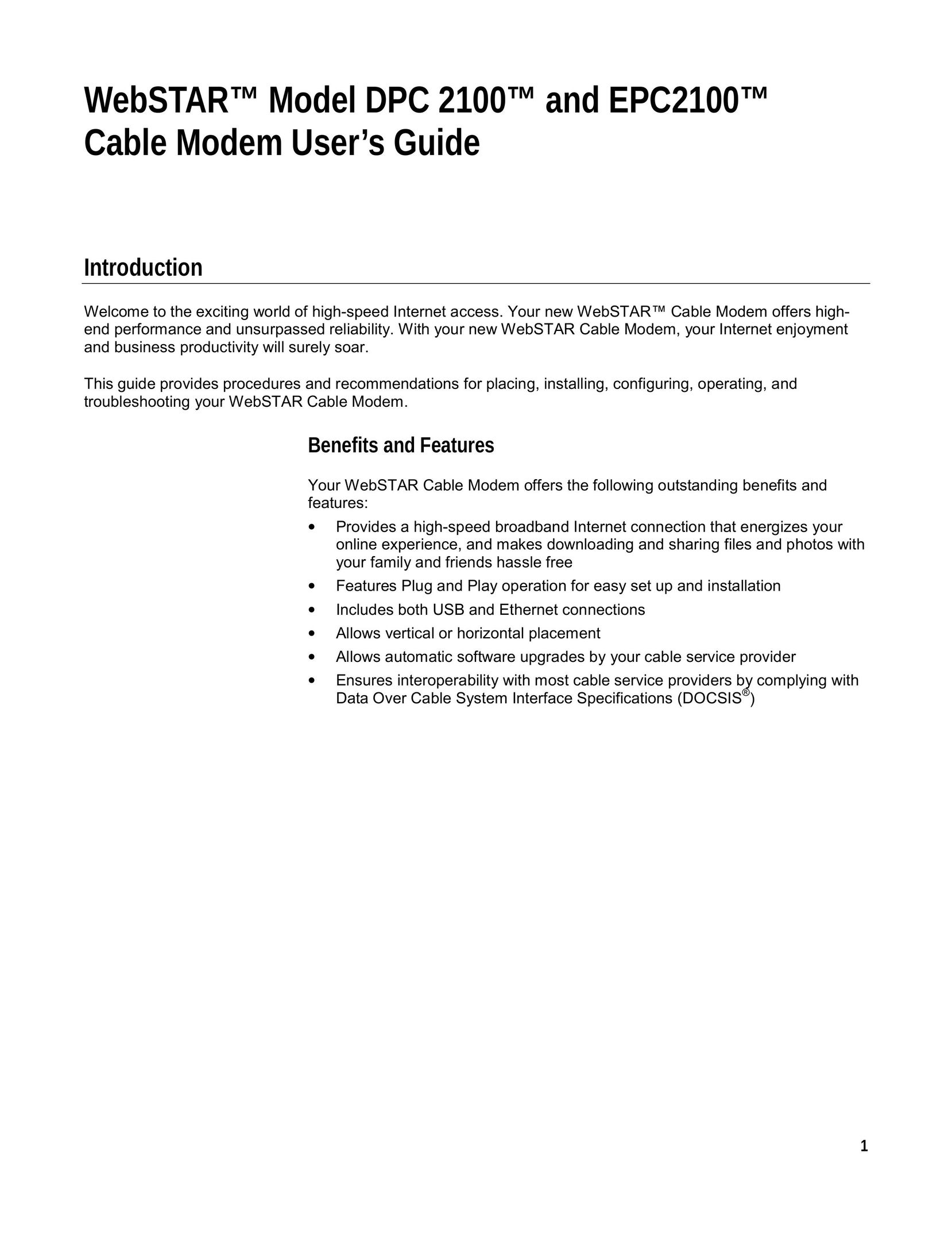Scientific Atlanta EPC2100 Modem User Manual