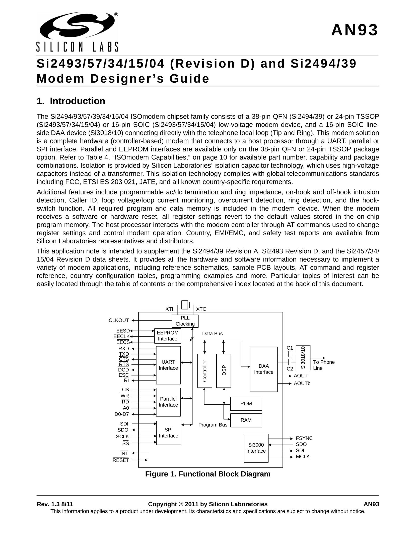 Silicon Laboratories SI2494/39 Modem User Manual