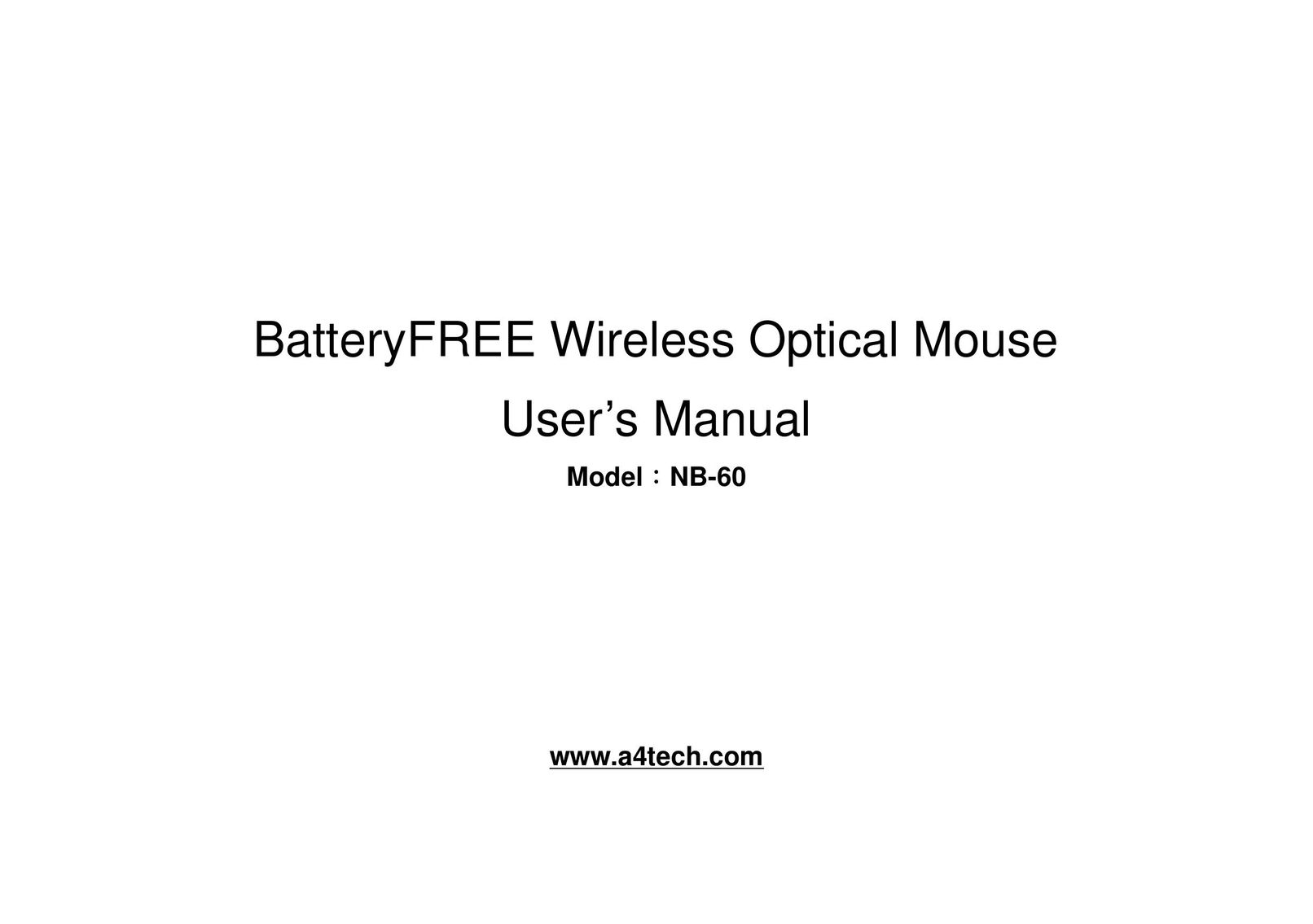 A4 Tech. NB-60 Mouse User Manual