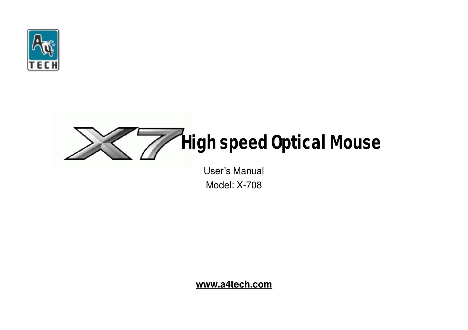 A4 Tech. X-708 Mouse User Manual