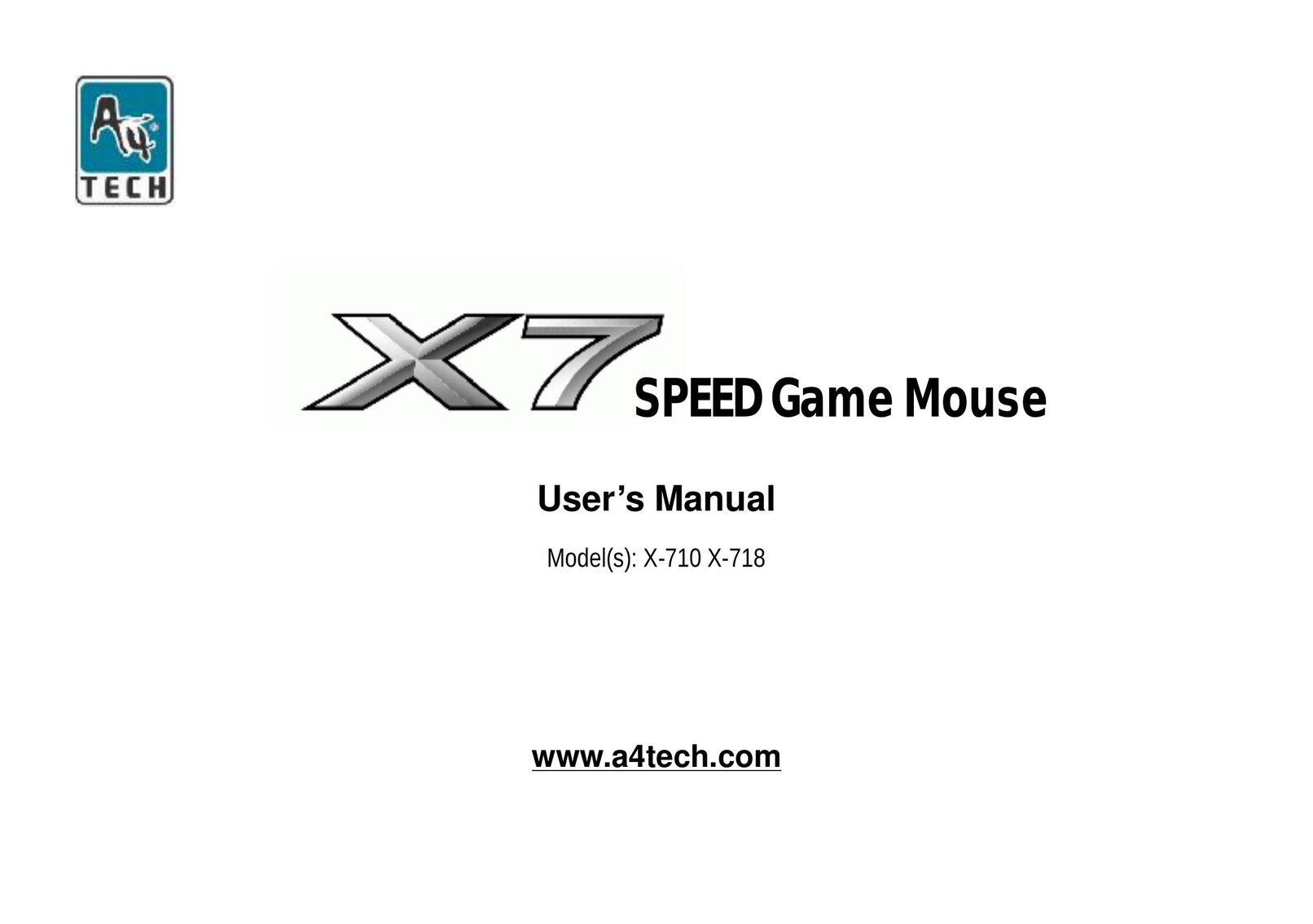 A4 Tech. X-718 Mouse User Manual
