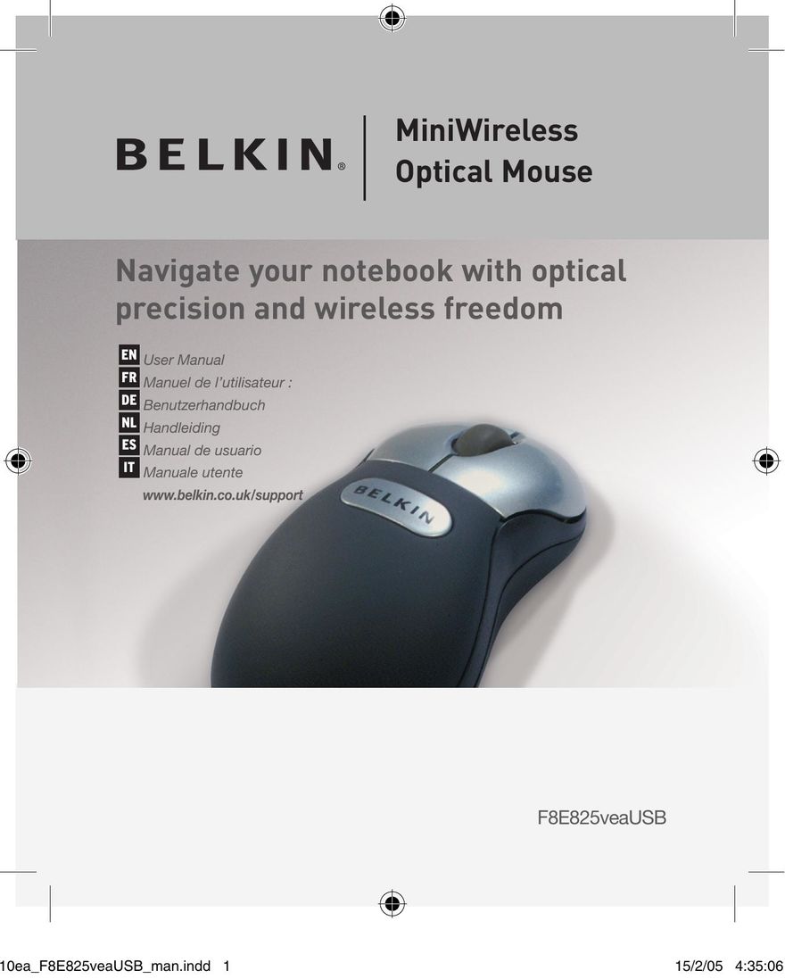 Belkin F8E825VEAUSB Mouse User Manual