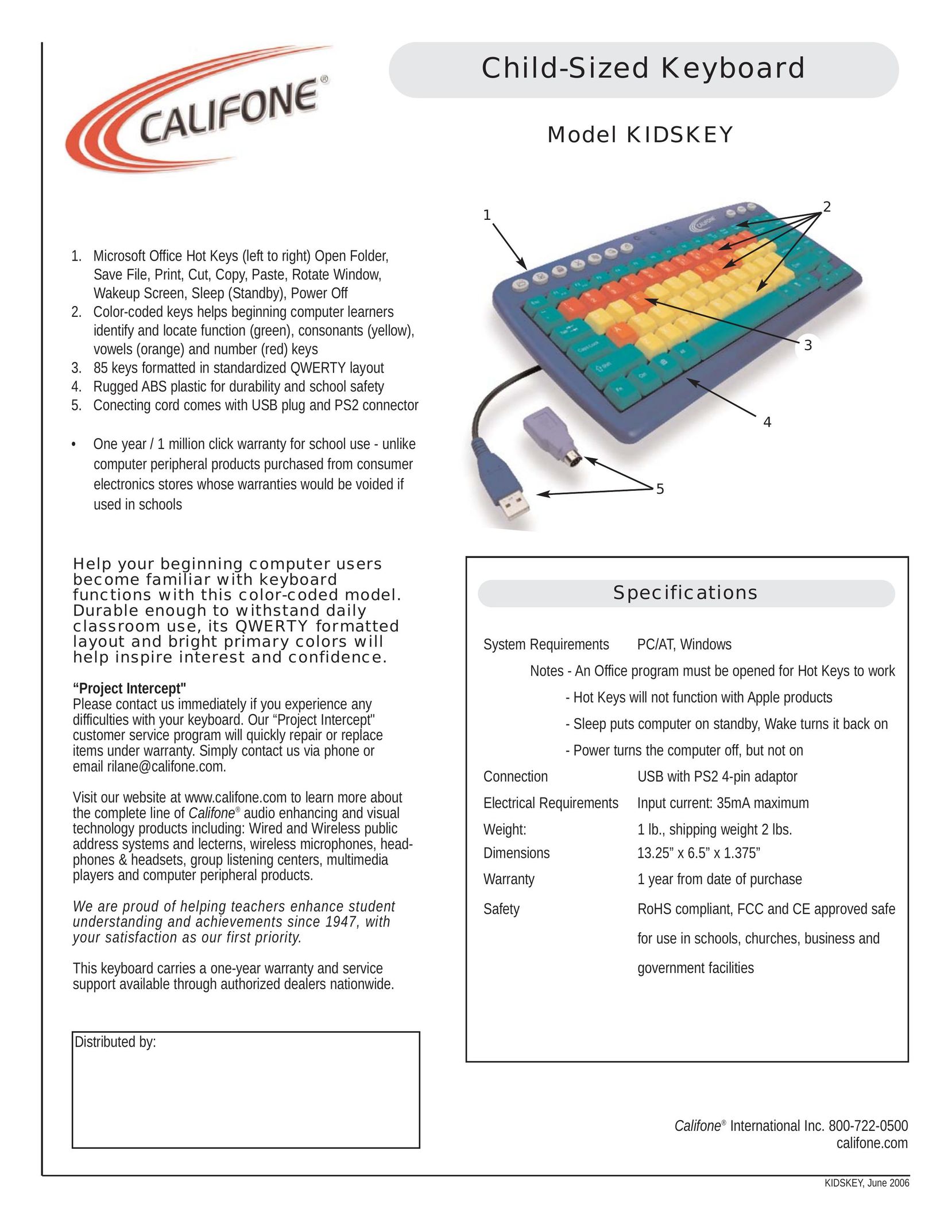 Califone KIDSKEY Mouse User Manual