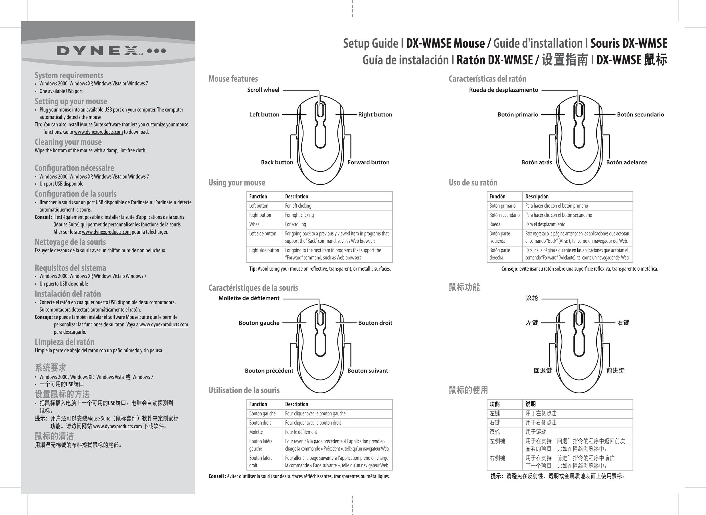 Dynex DX-WMSE Mouse User Manual