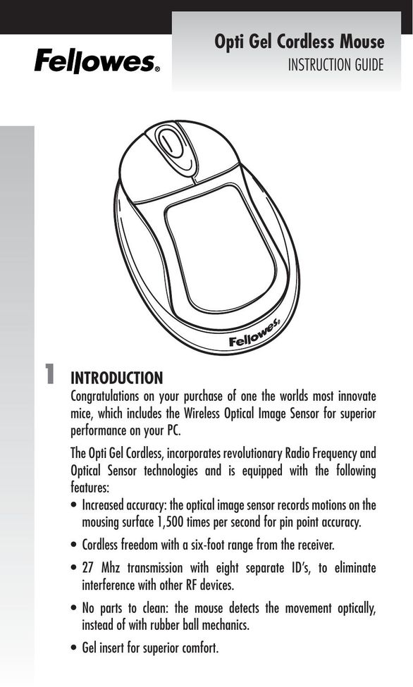 Fellowes Cordless Mouse Mouse User Manual