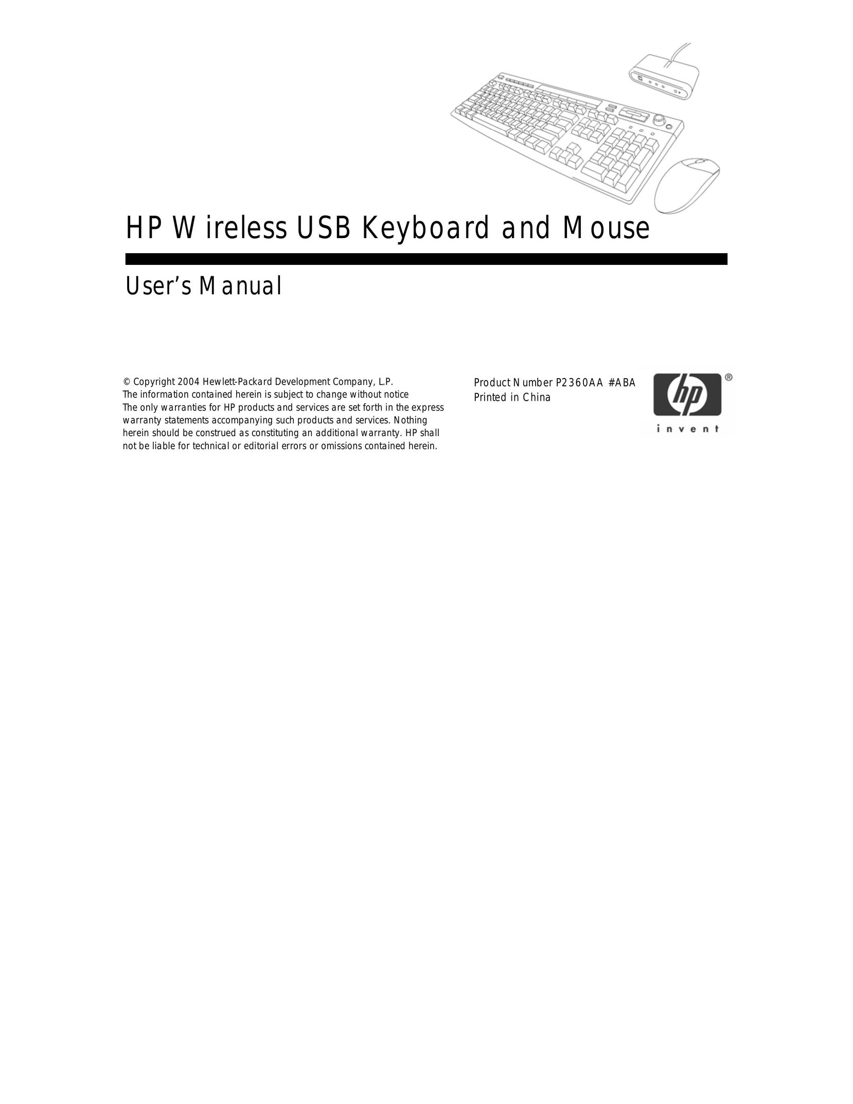 HP (Hewlett-Packard) P2360AA #ABA Mouse User Manual
