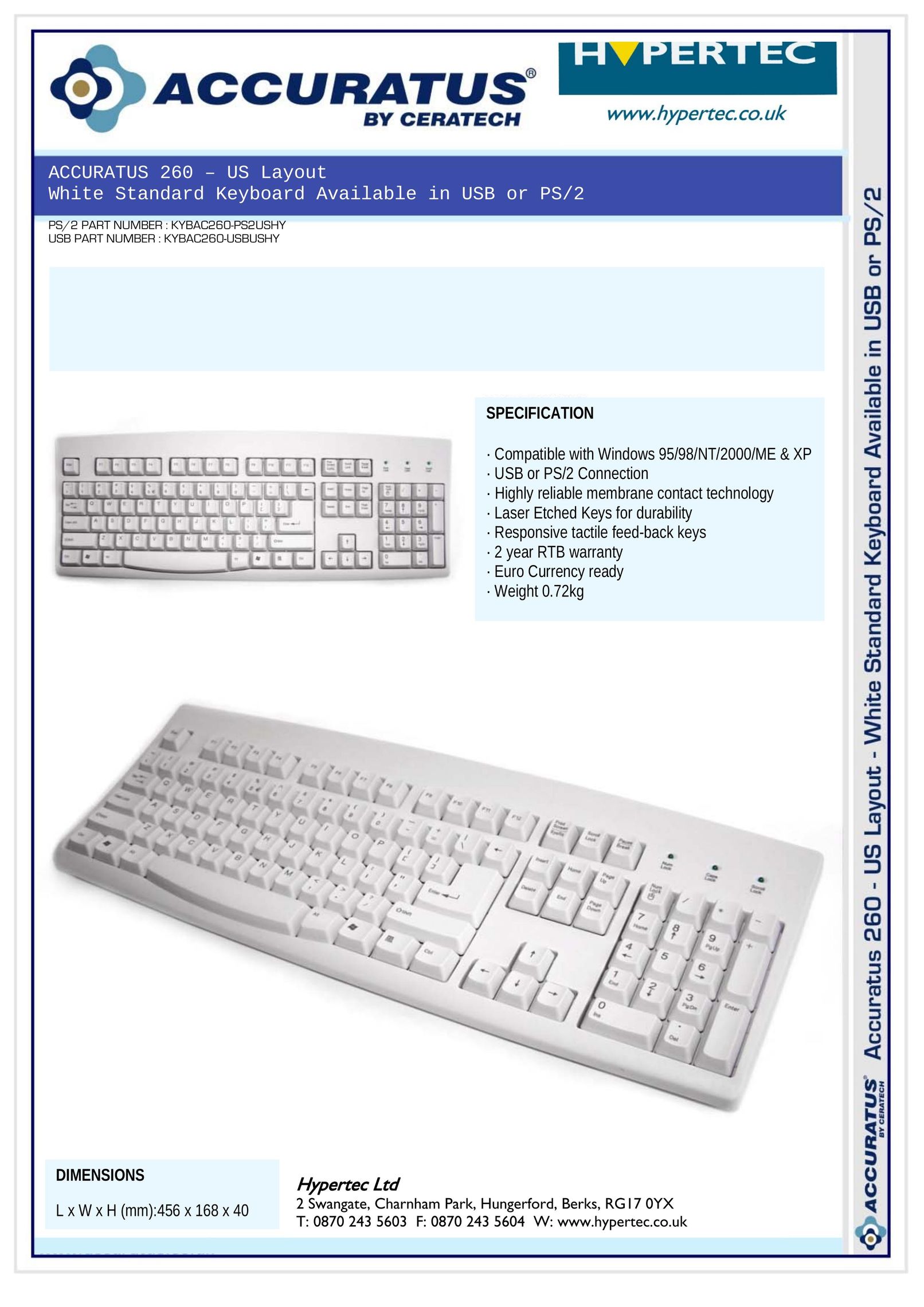 Hypertec KYBAC260-PS2USHY Mouse User Manual