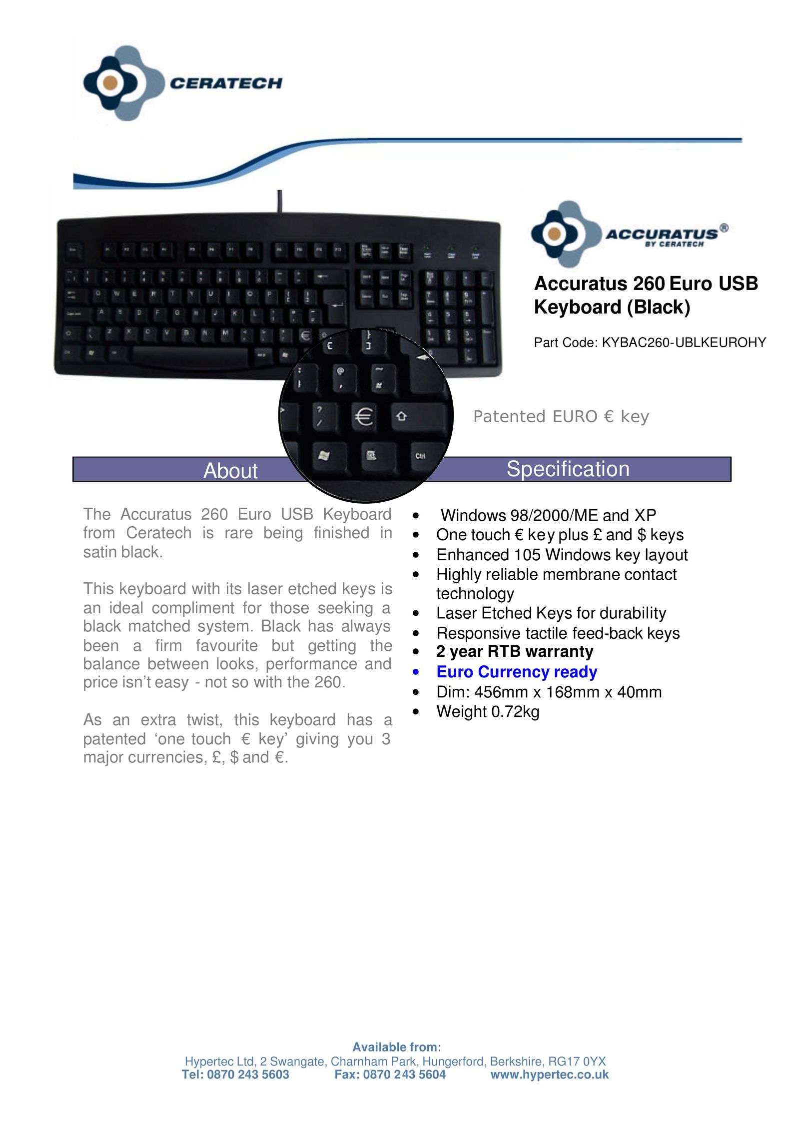 Hypertec KYBAC260-UBLKEUROHY Mouse User Manual
