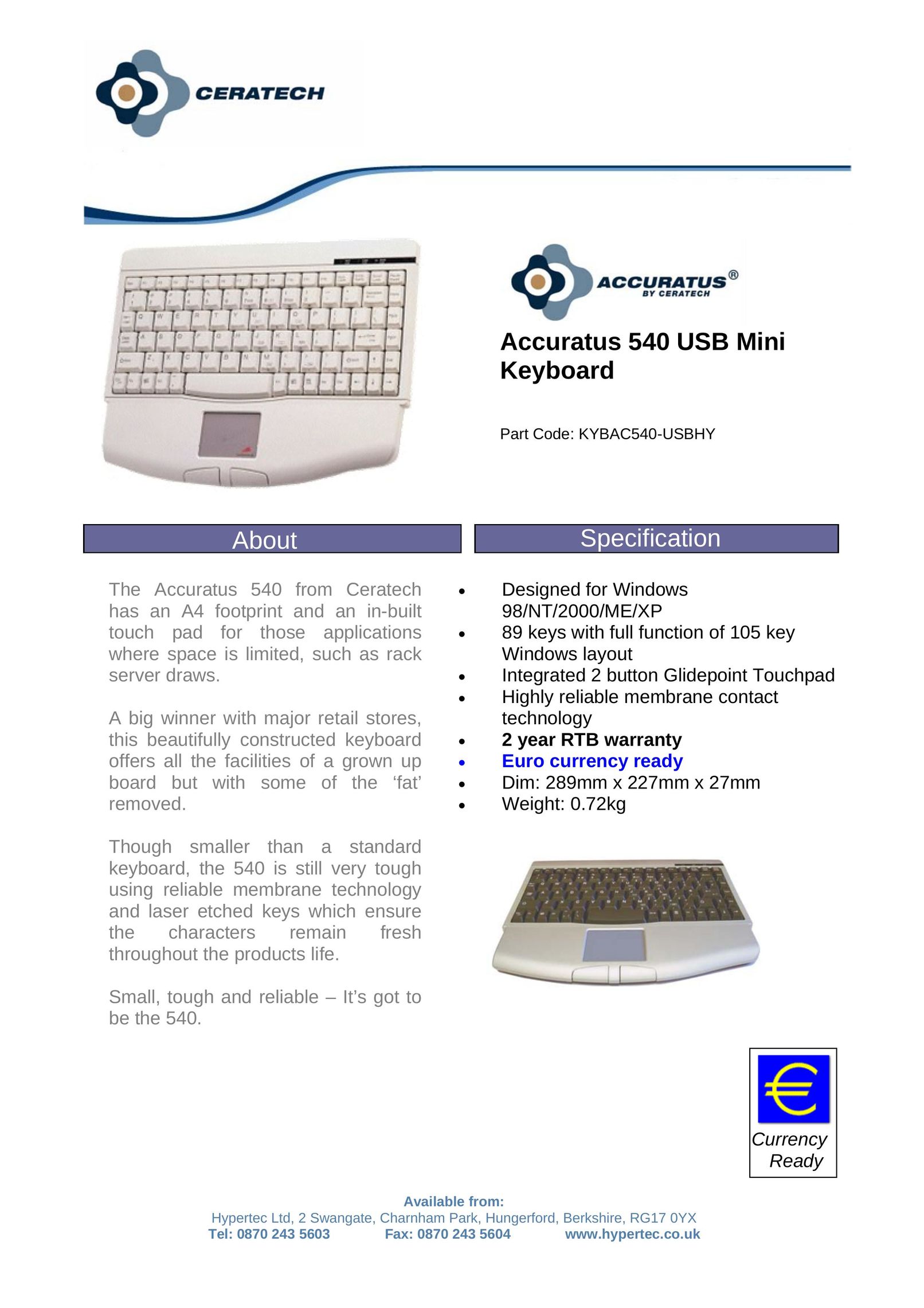 Hypertec KYBAC540-USBHY Mouse User Manual