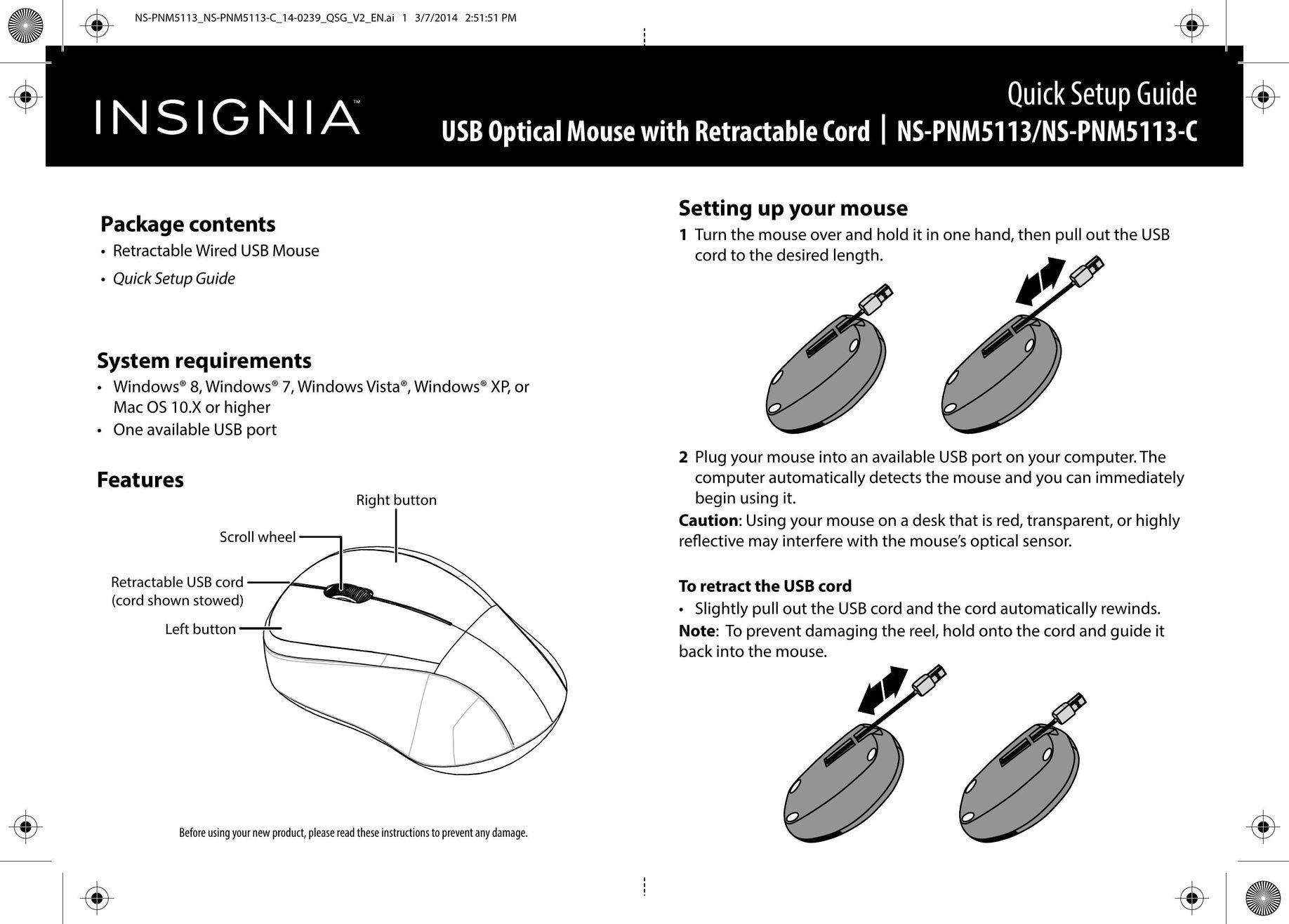 Insignia NS-PNM5113 Mouse User Manual