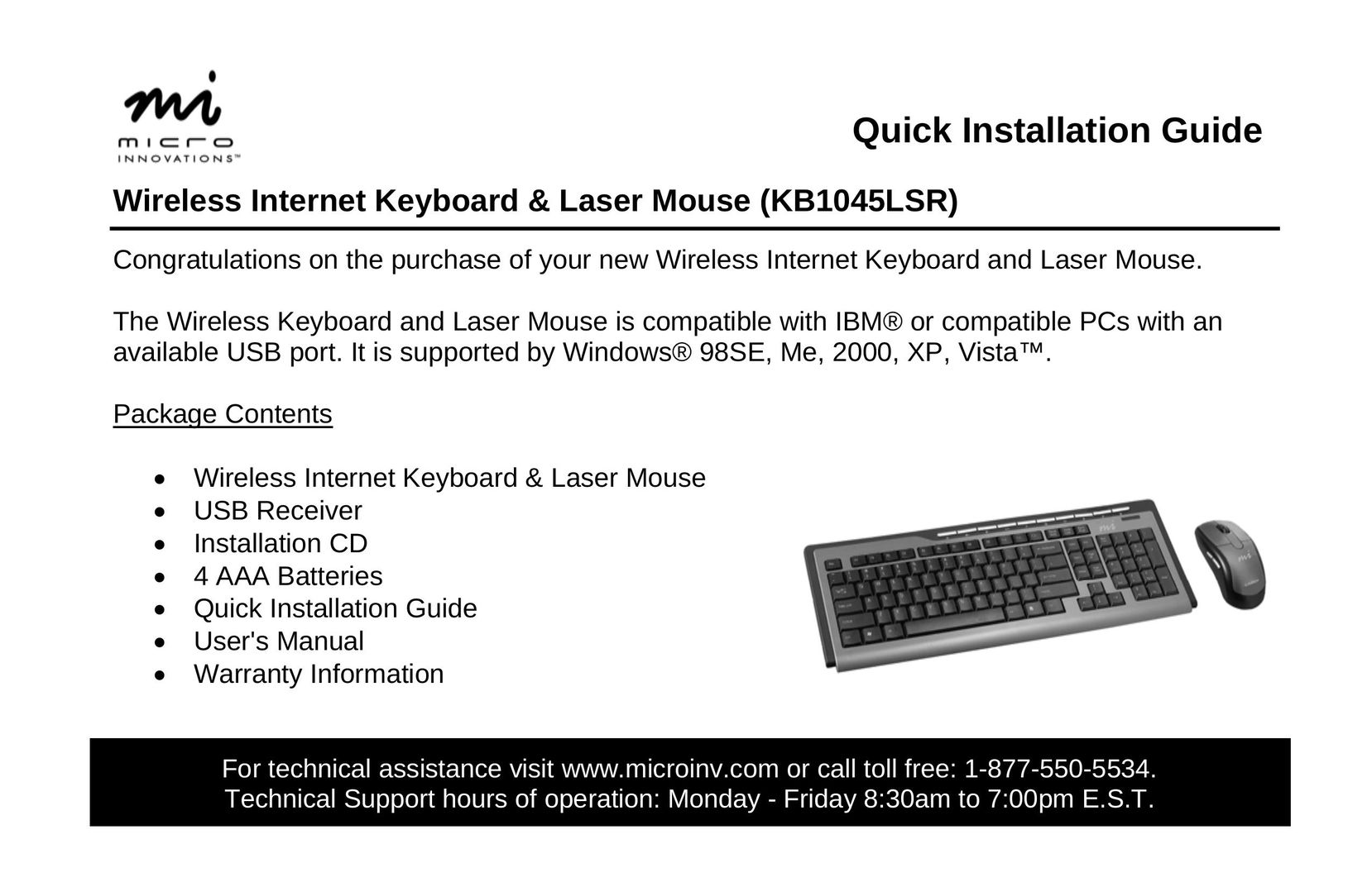 Micro Innovations KB1045LSR Mouse User Manual