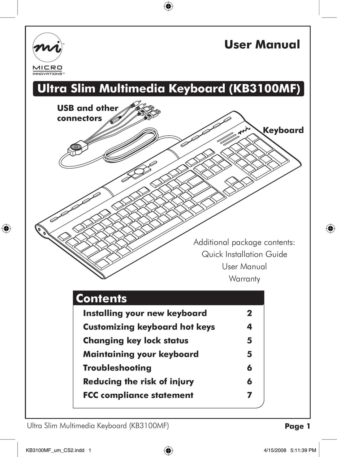 Micro Innovations KB3100MF Mouse User Manual