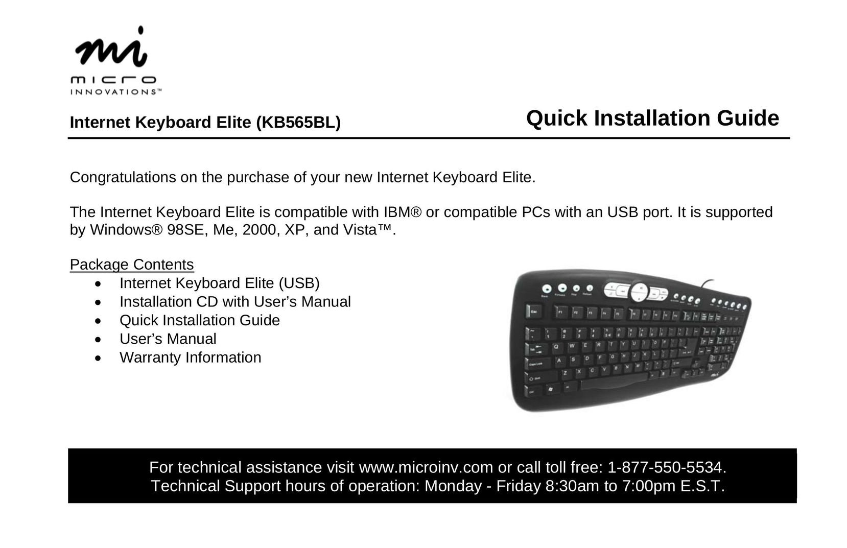 Micro Innovations KB565BL Mouse User Manual