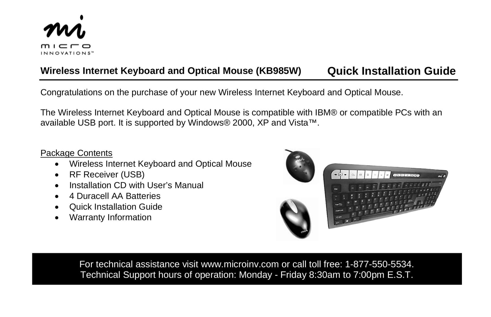 Micro Innovations KB985W Mouse User Manual