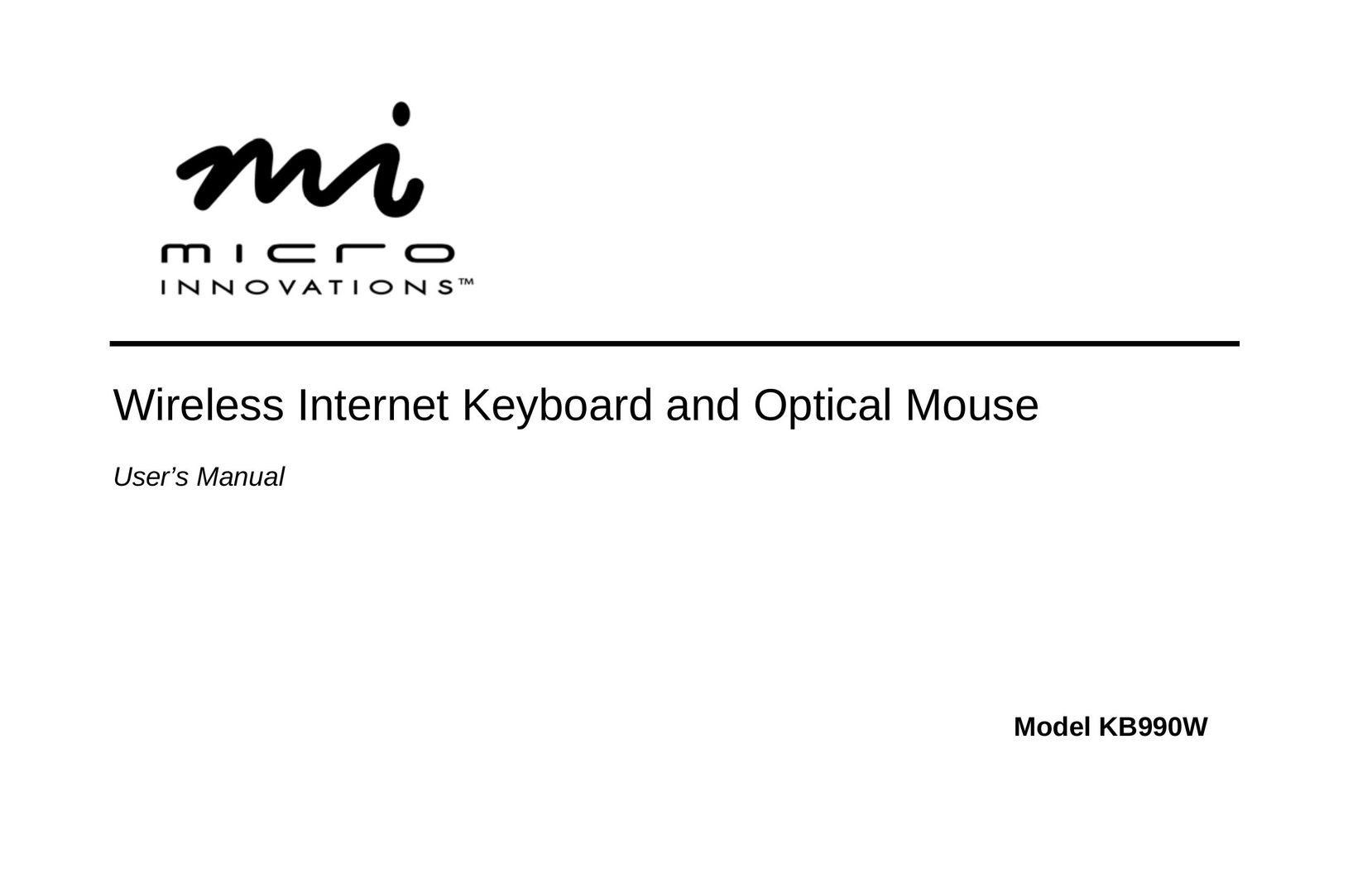 Micro Innovations KB990W Mouse User Manual