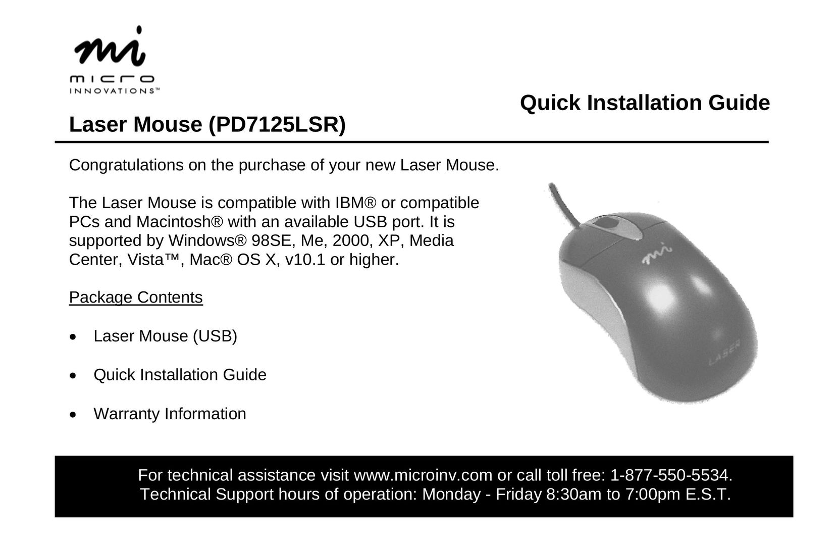 Micro Innovations PD7125LSR Mouse User Manual