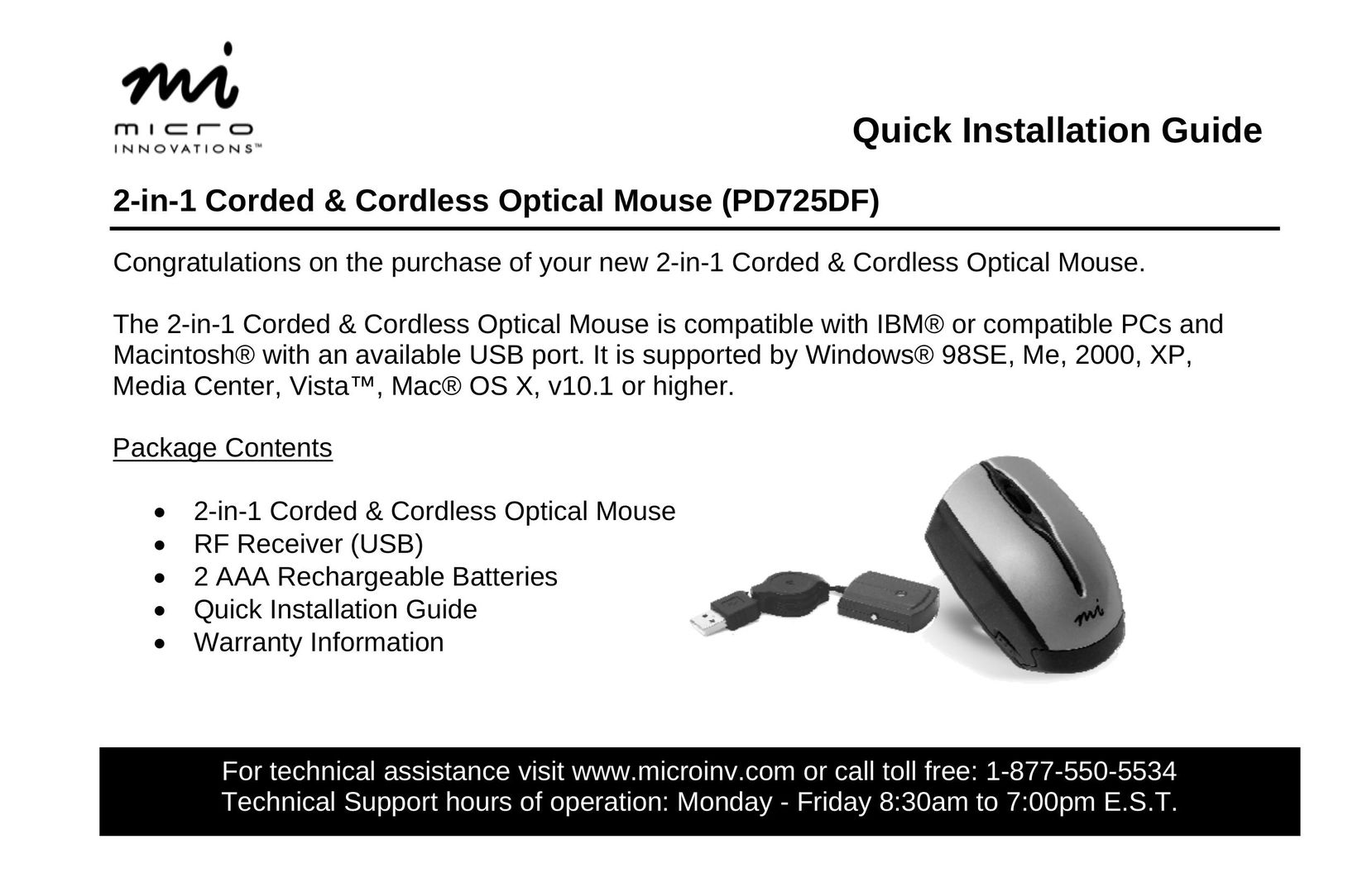 Micro Innovations PD725DF Mouse User Manual