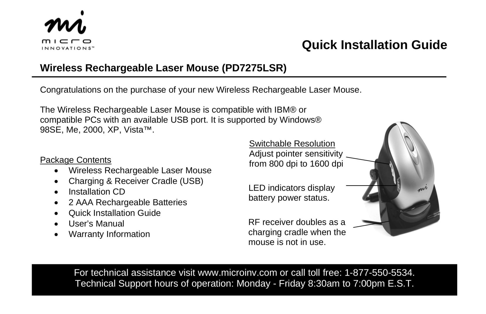 Micro Innovations PD7275LSR Mouse User Manual