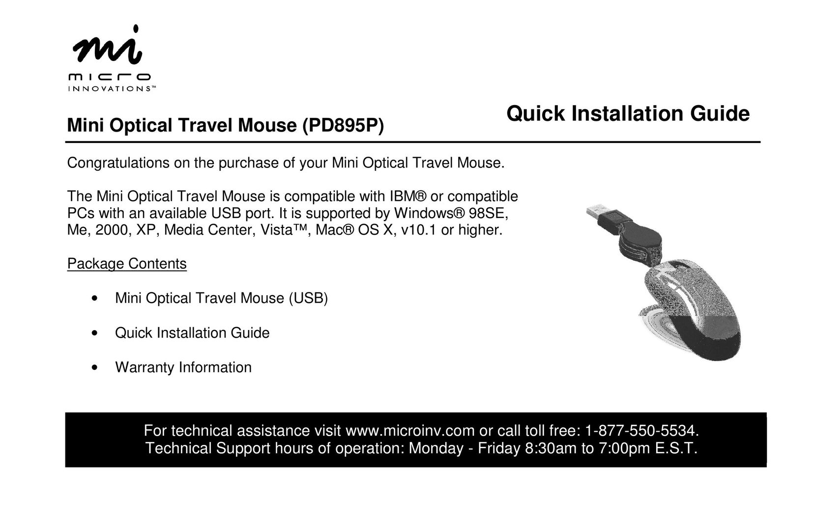 Micro Innovations PD895P Mouse User Manual