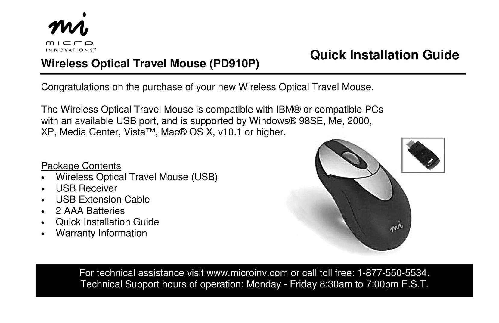 Micro Innovations PD910P Mouse User Manual