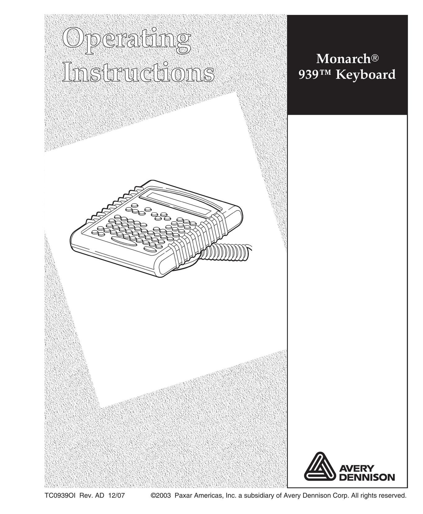 Paxar 939 Mouse User Manual