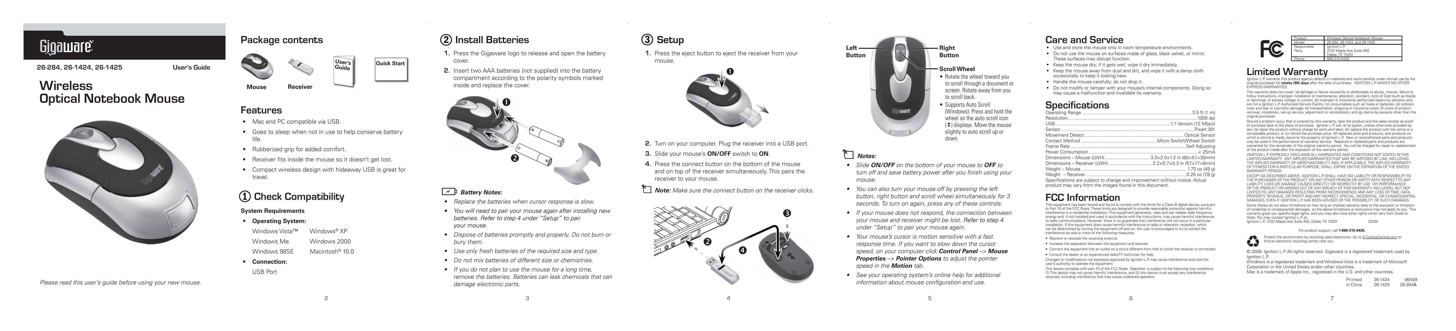 Radio Shack 26-142 Mouse User Manual