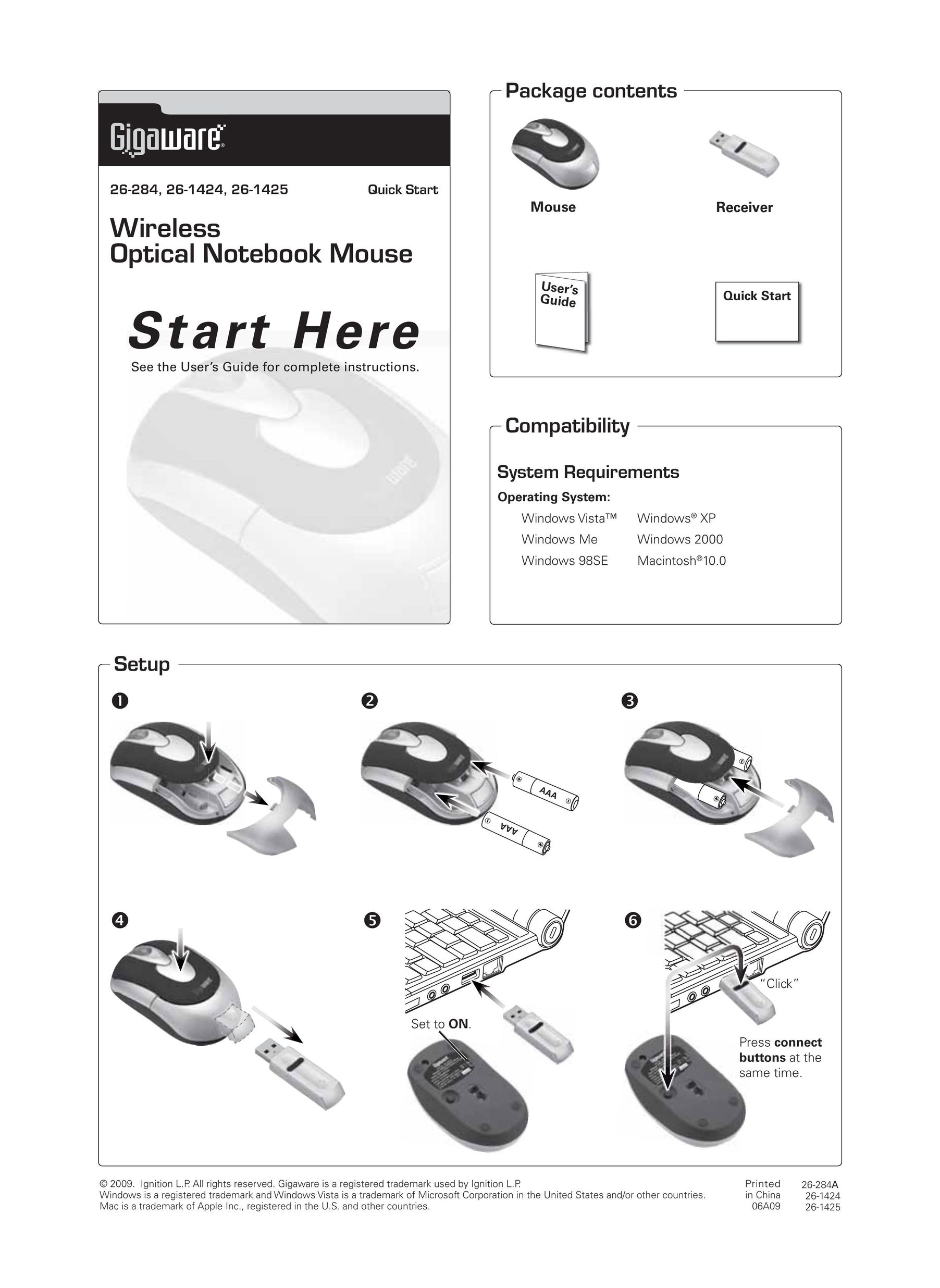 Radio Shack 26-284A Mouse User Manual