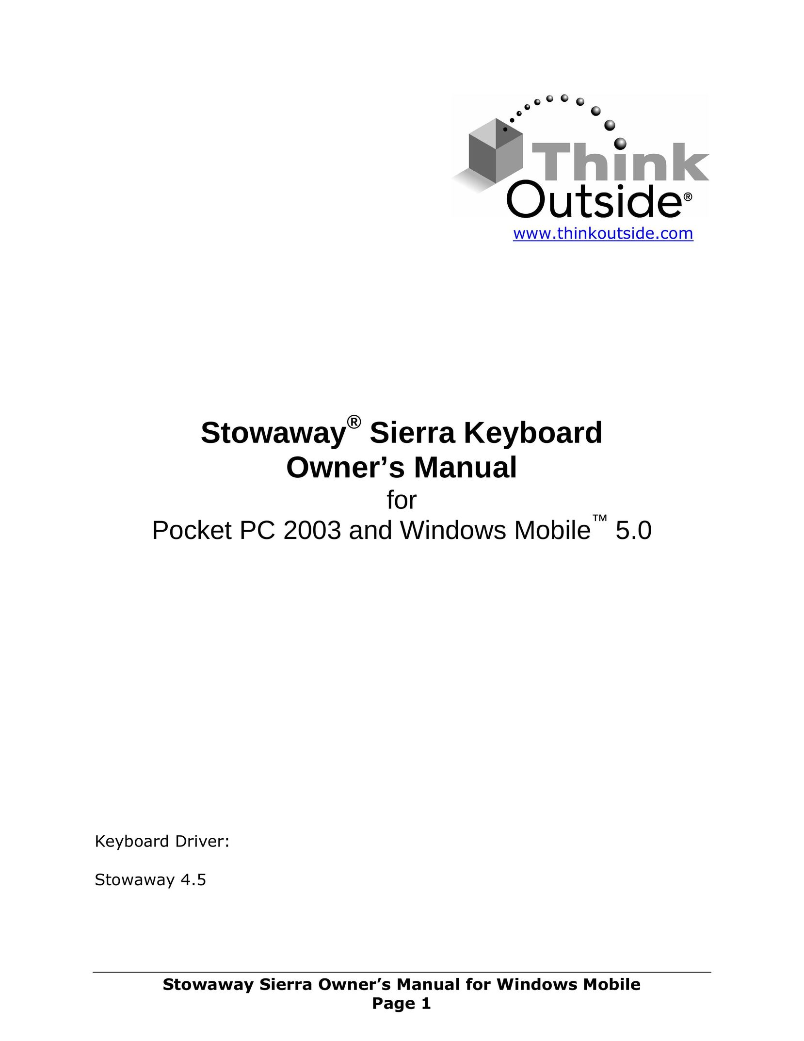 Think Outside Sierra Keyboard Mouse User Manual