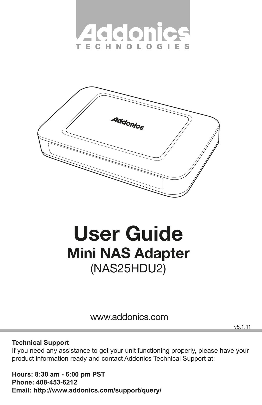 Addonics Technologies NAS25HDU2 Network Cables User Manual
