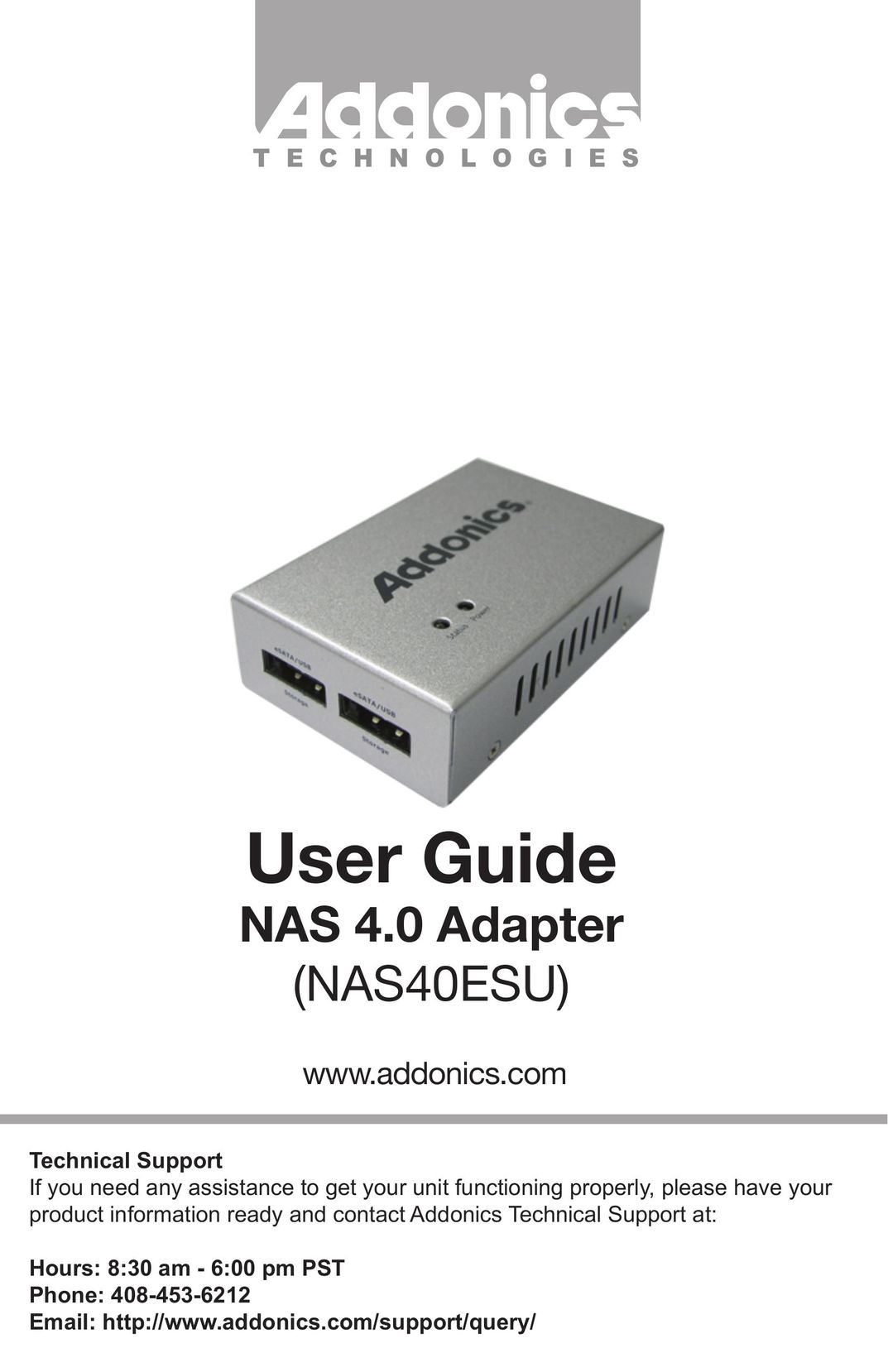 Addonics Technologies NAS40ESU Network Cables User Manual