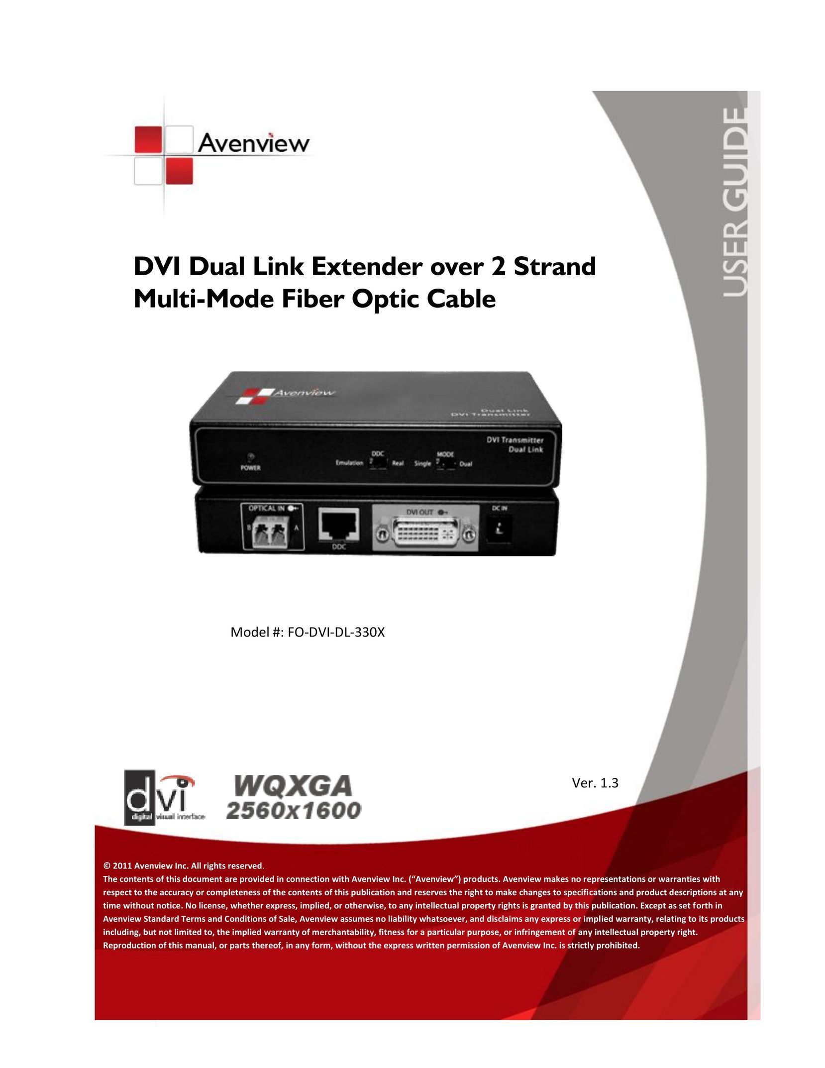 Avenview FO-DVI-DL-330X Network Cables User Manual