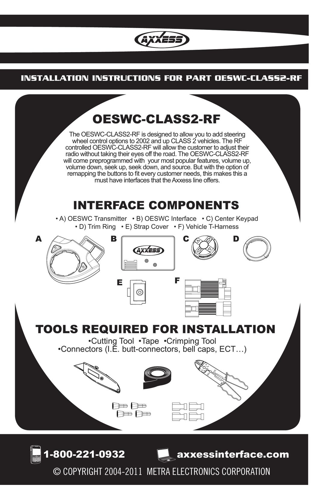 Axxess Interface OESWC-CLASS2-RF Network Cables User Manual