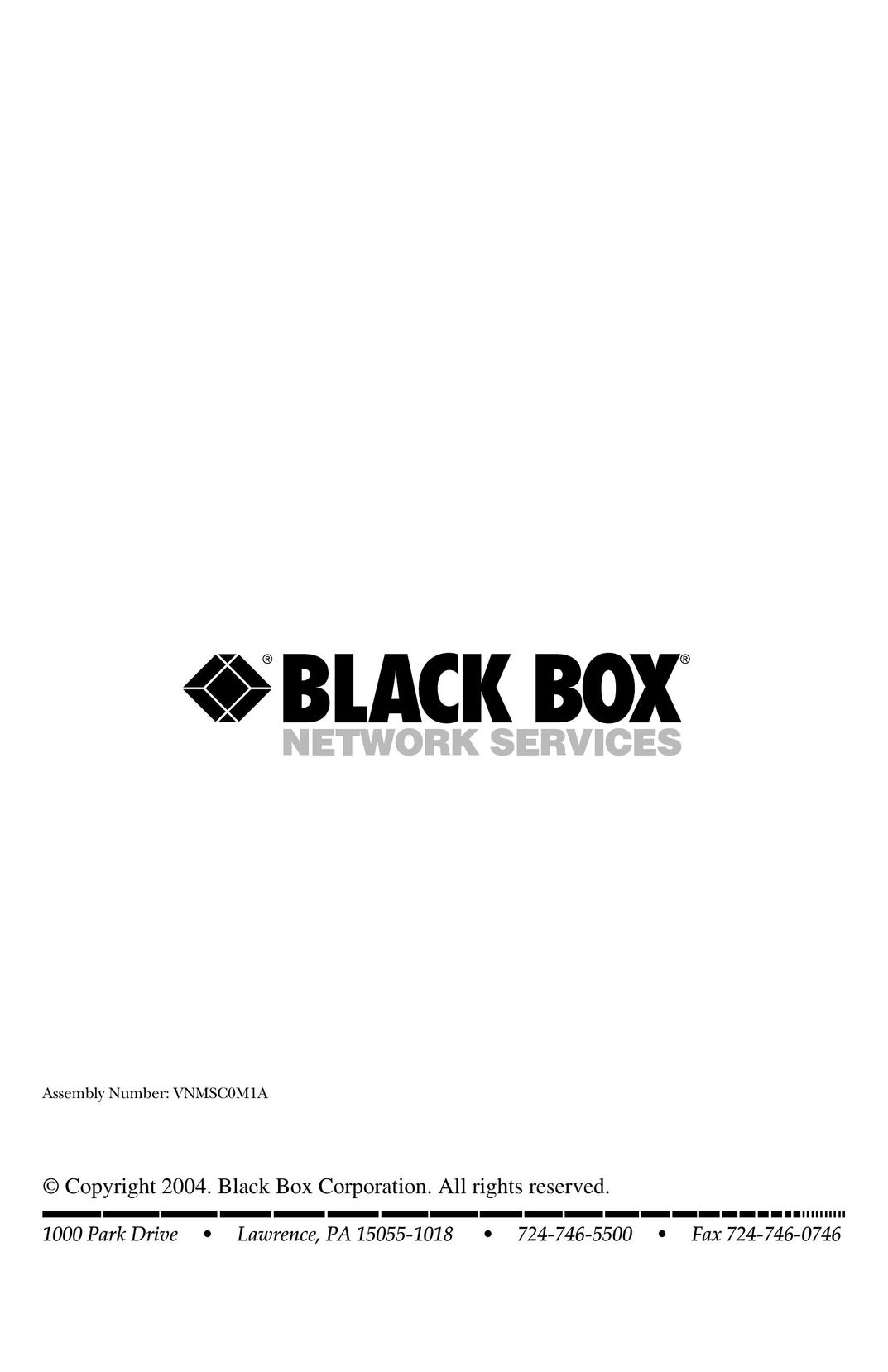 Black Box BLACK BOXNETWORK SERVICES Network Cables User Manual