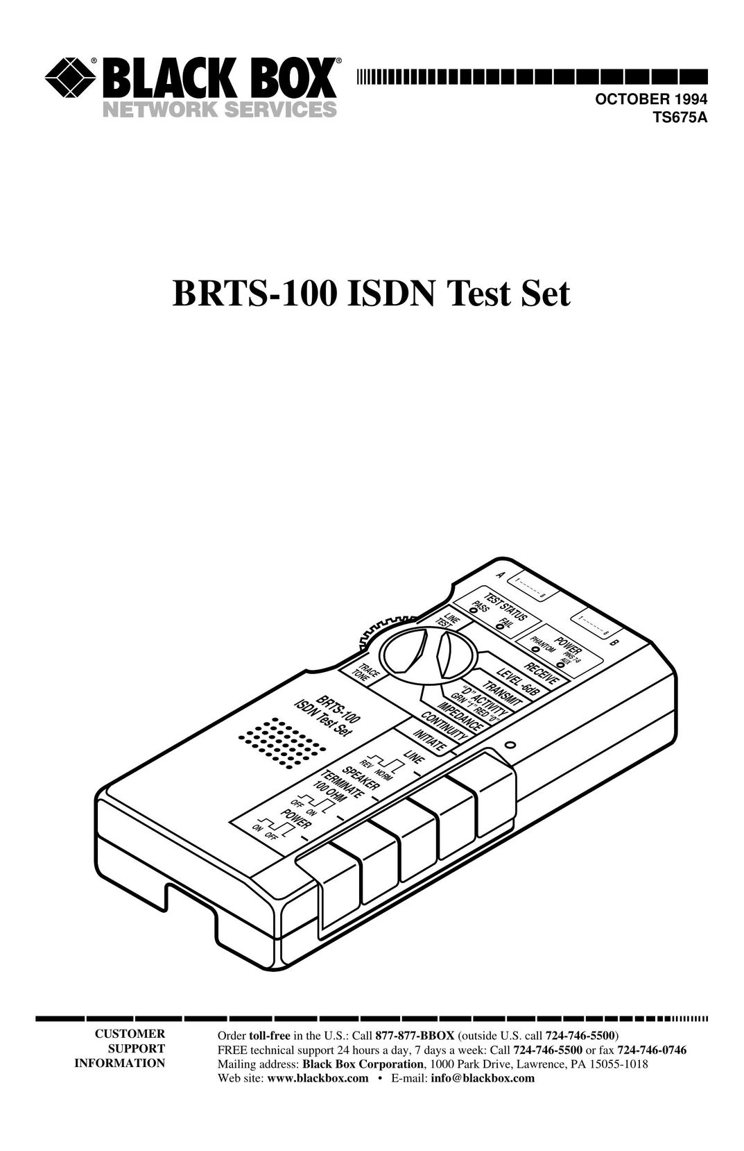 Black Box BRTS-100 Network Cables User Manual