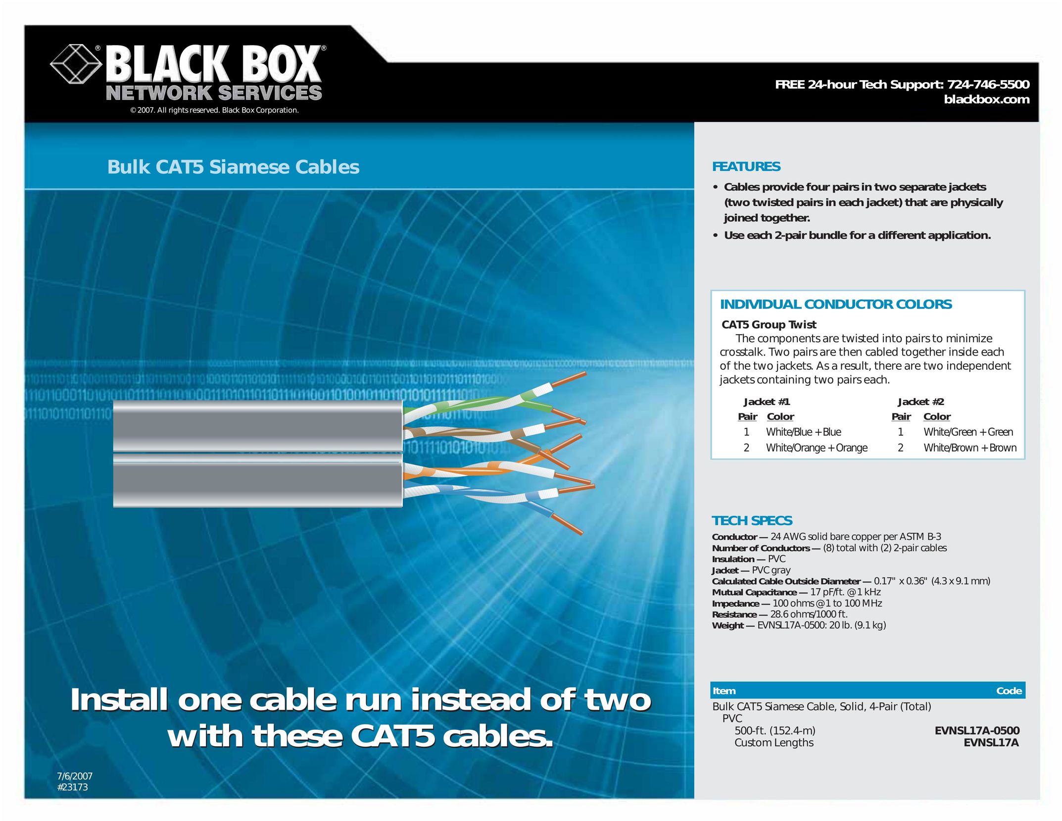 Black Box EVNSL17A Network Cables User Manual